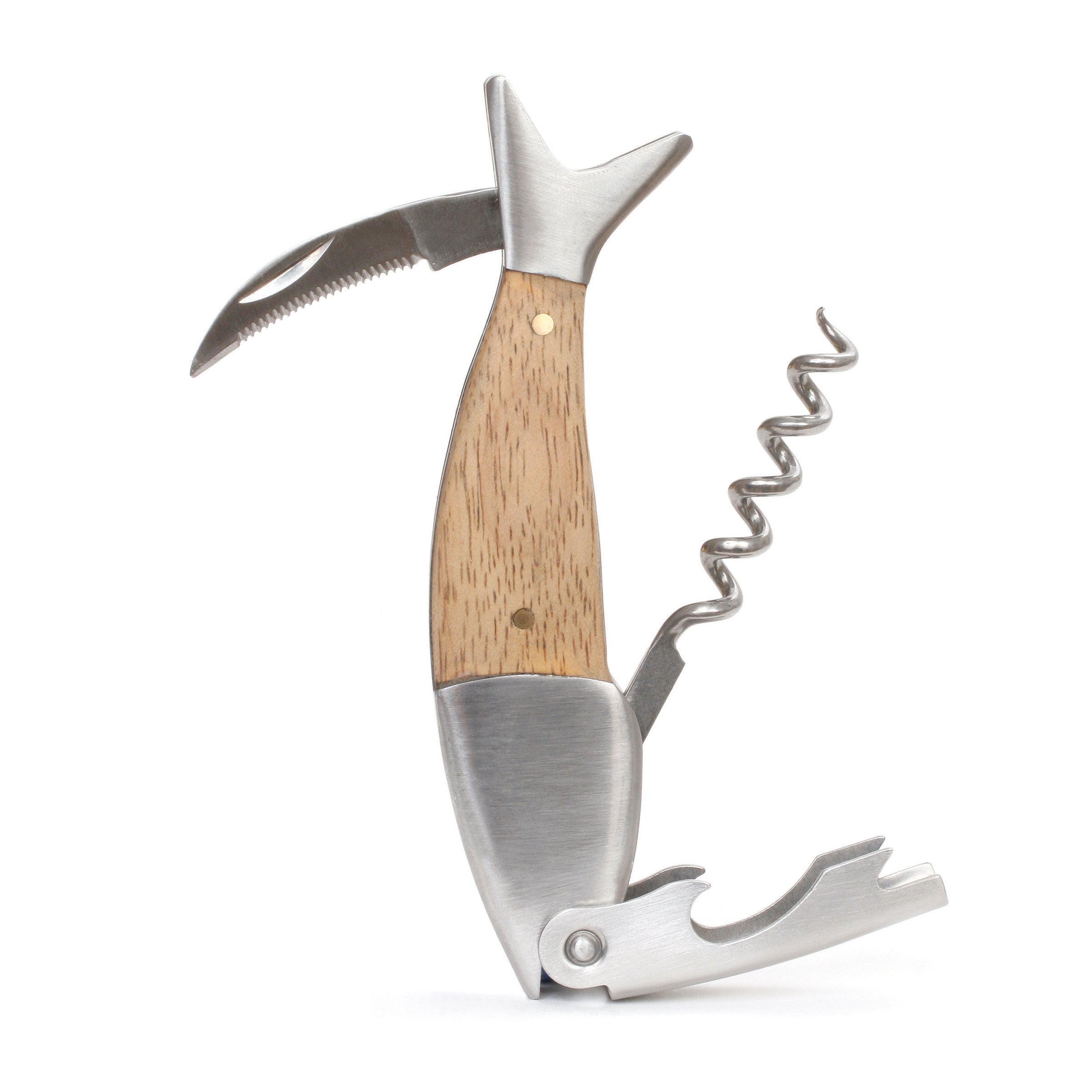 Premium Light Wood Fish Corkscrew - Unique Wine Bottle Opener for Home Bar, Kitchen & Gifts - Perfect for Parties, Weddings & Wine Lovers