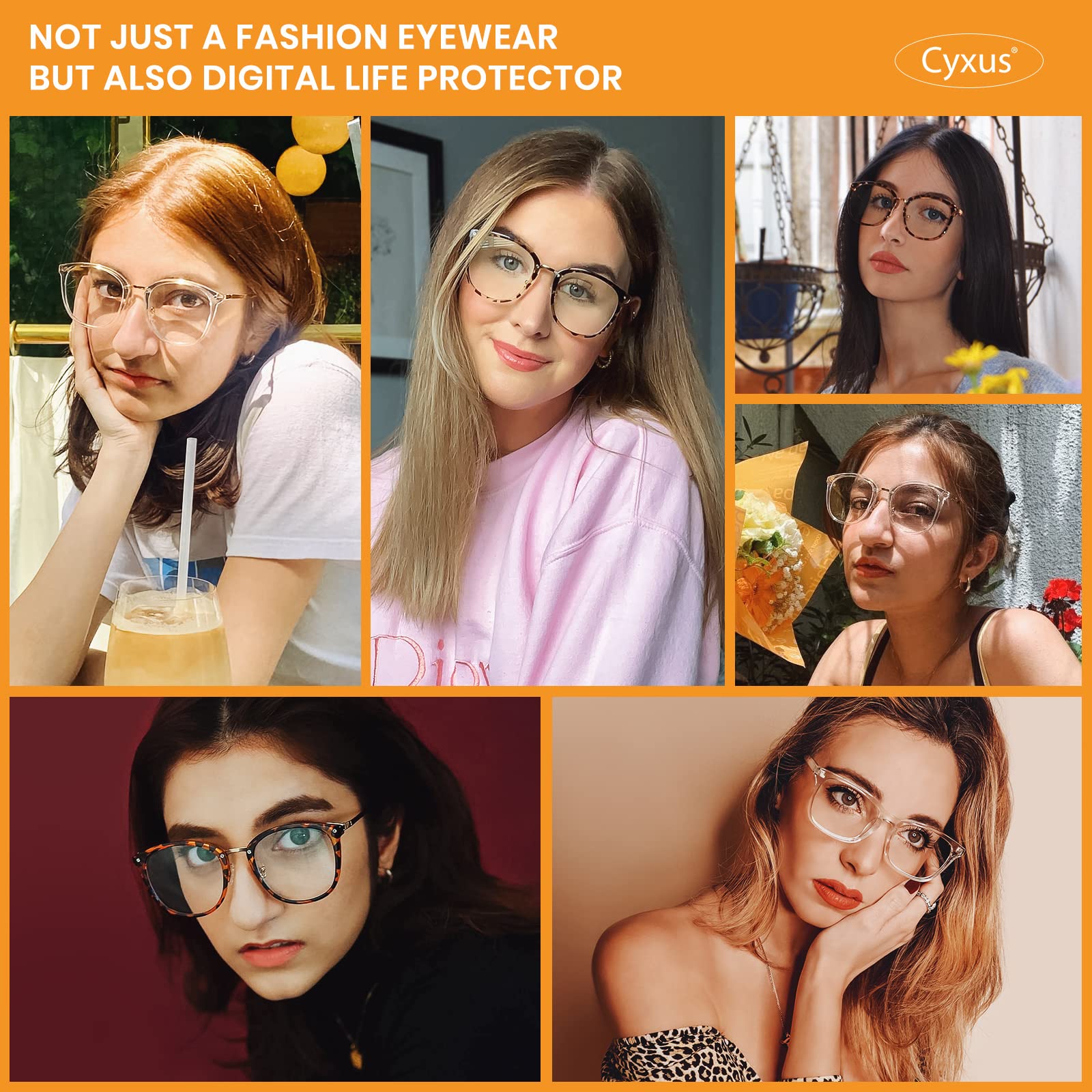 Cyxus Blue Light Blocking Glasses for Women - Stylish Computer Glasses for Office Work, Reading & Screen Time - Reduce Eye Strain & Prevent Migraines - Perfect for Working, Studying & Digital Device Use