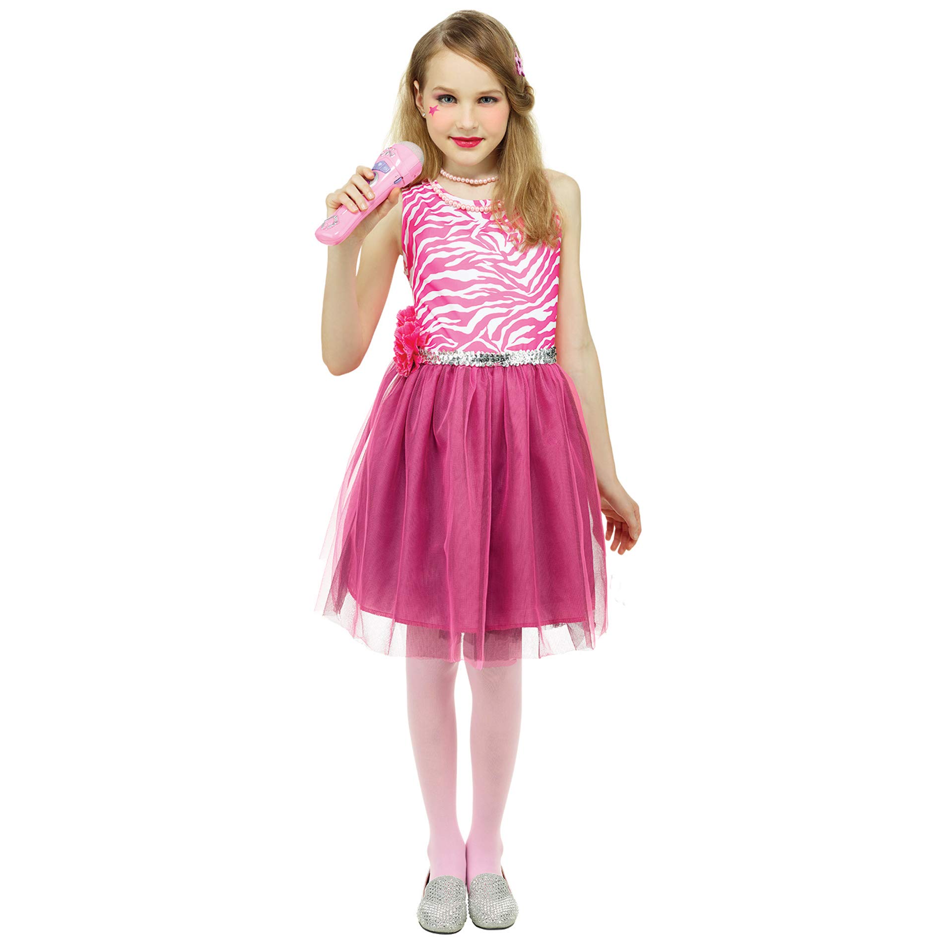IDS Home 80's Pop Star Kids Dress - Retro Costume for Girls Dress Up & Cosplay - Perfect for Halloween, Theme Parties & Stage Performances
