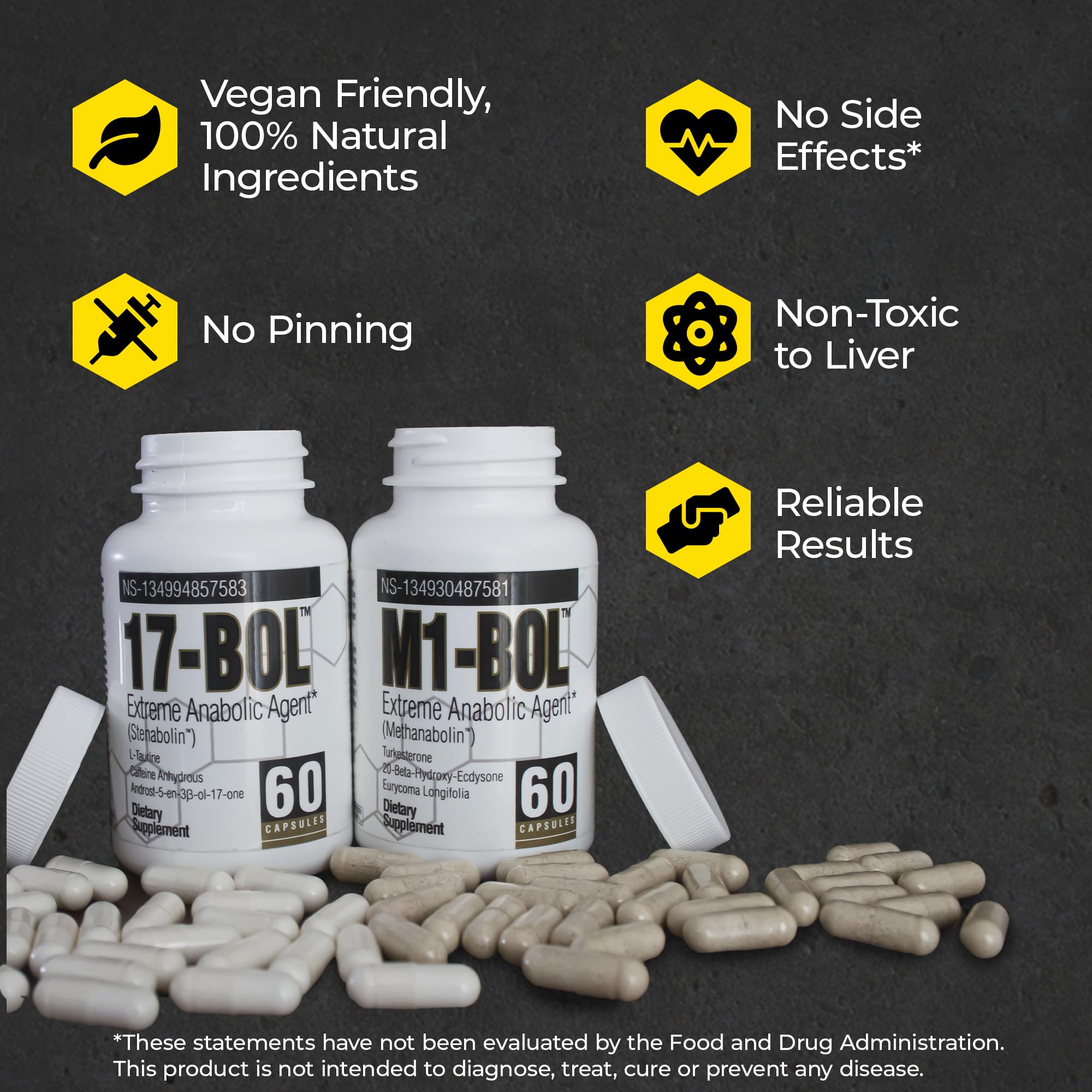 Mass Stack Bundle: M1-BOL & 17-BOL Extreme Anabolic Supplements for Muscle Growth, Recovery, Endurance, Fat Loss, Protein Synthesis & Testosterone Boost – Vegan, 1 Pack Each (30-Day Supply) | Pre-Workout & Post-Workout Supplement for Athletes & Bodybuilders
