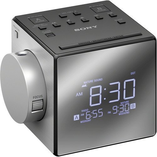 Sony Compact AM/FM Dual Alarm Clock Radio with Large LED Display - 6ft Aux Cable Included - Perfect for Bedroom, Office, and Travel Use
