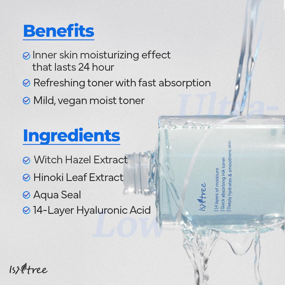 ISNTREE Hyaluronic Acid Toner 300ml - Korean Vegan Skincare for Deep Hydration & Smooth Skin | Daily Moisturizing Routine