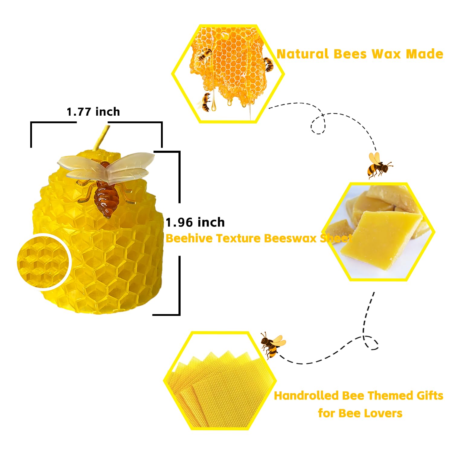 Bulk Beeswax Candles Set of 24 - Dripless Unscented for Home Decor