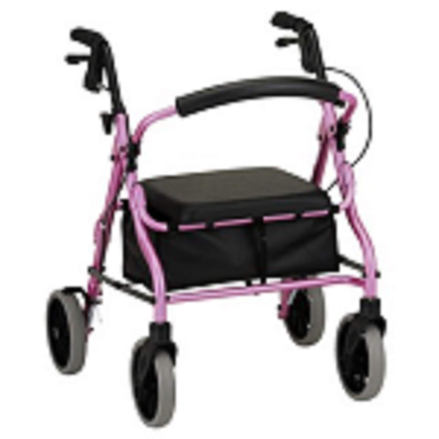 Zoom 18 Aluminum Rollator Walker with Seat - Lightweight Pink Mobility Aid for Seniors & Adults - Perfect for Indoor/Outdoor Use, Shopping & Rehabilitation