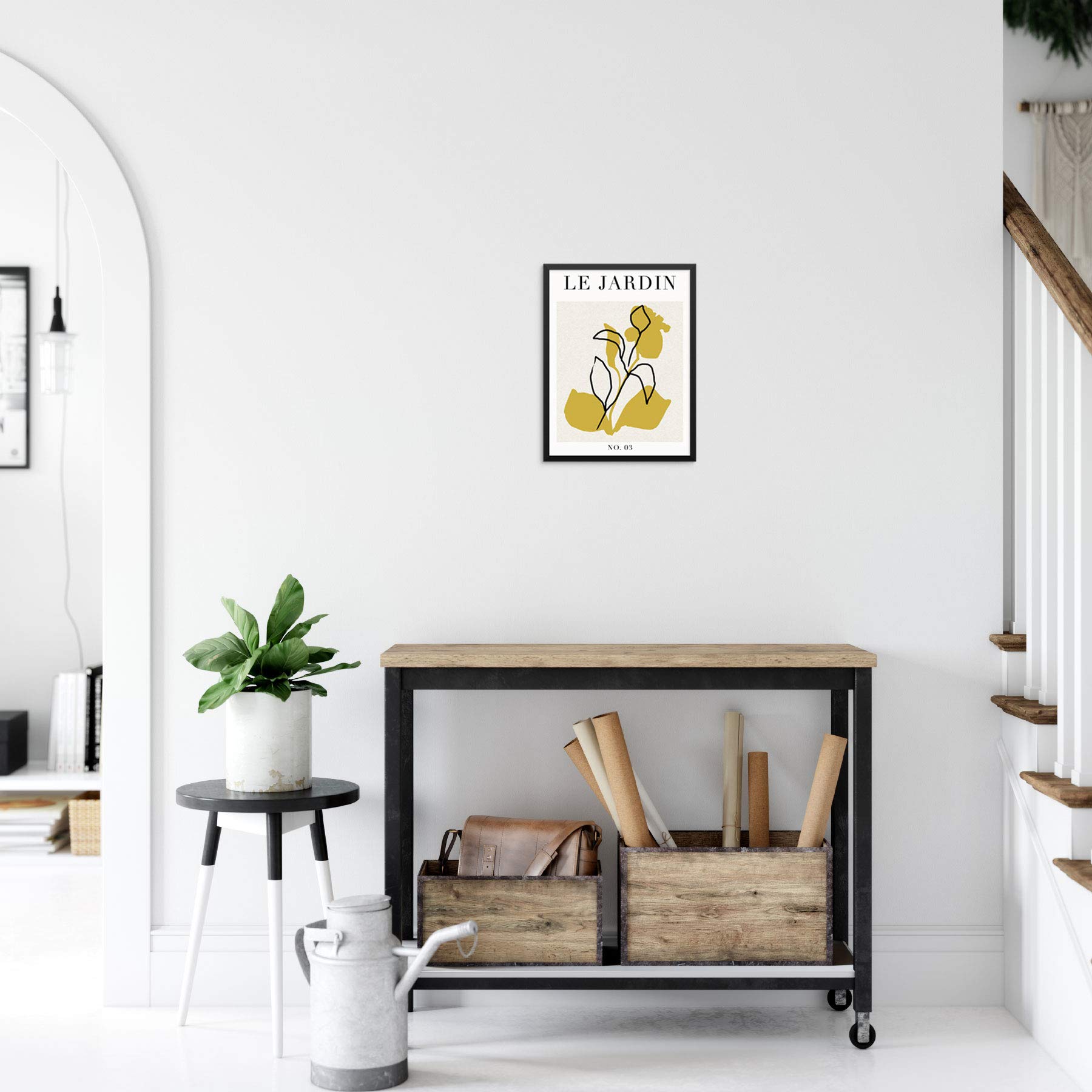 Abstract Botanical Art Print - Le Jardin Flowers Poster 11x14 Inches UNFRAMED, Minimalist Wall Art for Living Room, Bedroom, Bathroom Decor - Perfect for Home, Office & Gift Giving