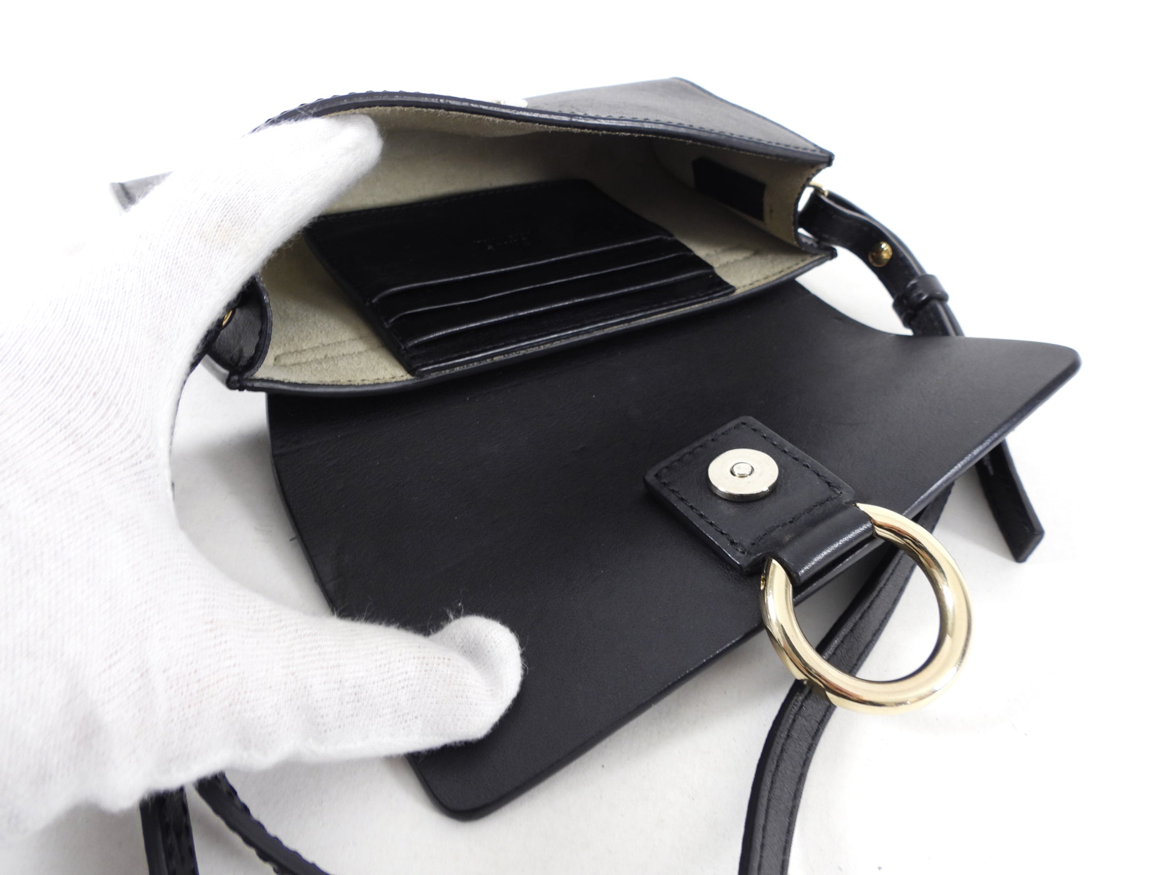 Chloe Black Mini Faye Wallet on Strap Crossbody Bag - Stylish Leather Shoulder Purse for Women | Perfect for Everyday Use, Travel & Date Nights