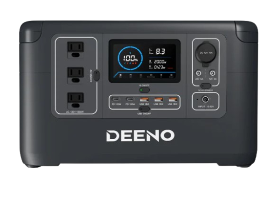 Deeno X1500 Portable Power Station 1036Wh 1500W LiFePO4 Battery - Solar Generator for Camping, RV, Emergency Backup & Off-Grid Power Supply