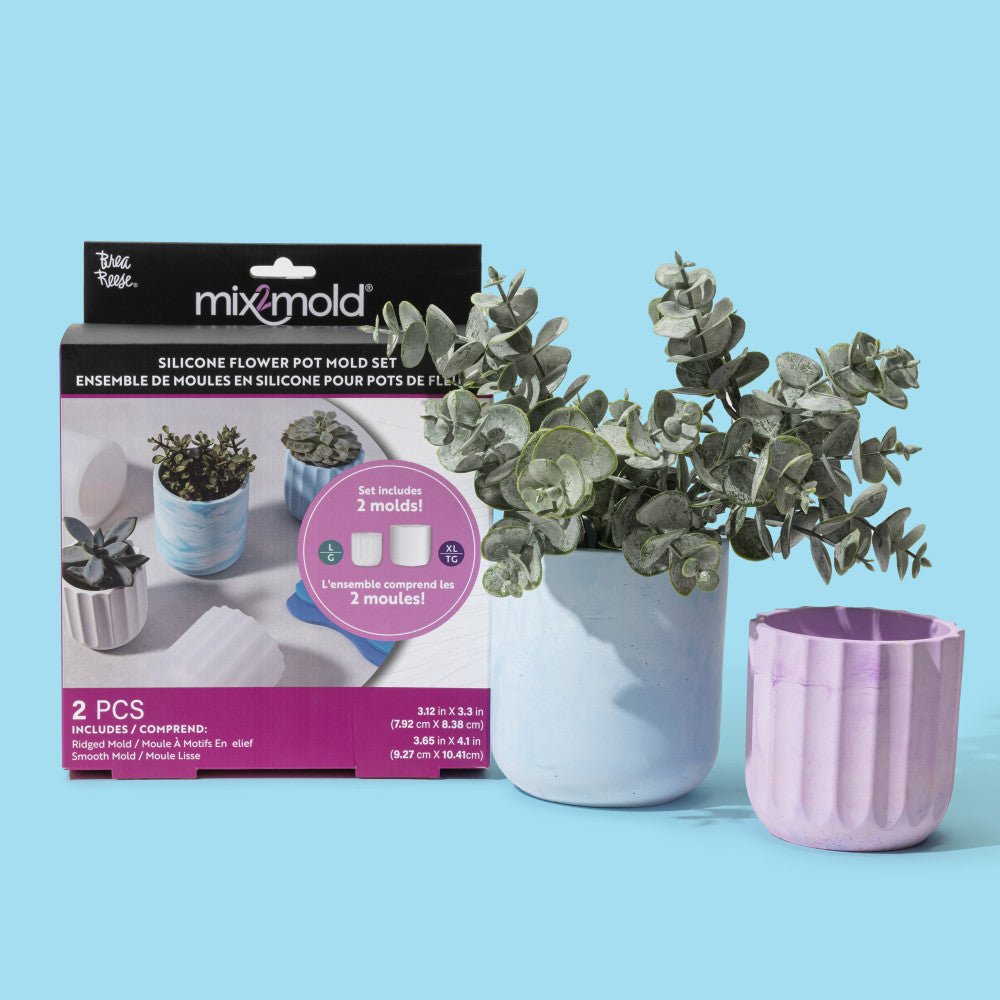 Brea Reese Mix2Mold Planter Creation Kit - 2 Reusable Silicone Molds for DIY Succulent Planters, Flower Pots & Home Decor - Perfect for Gardening Enthusiasts & Craft Lovers