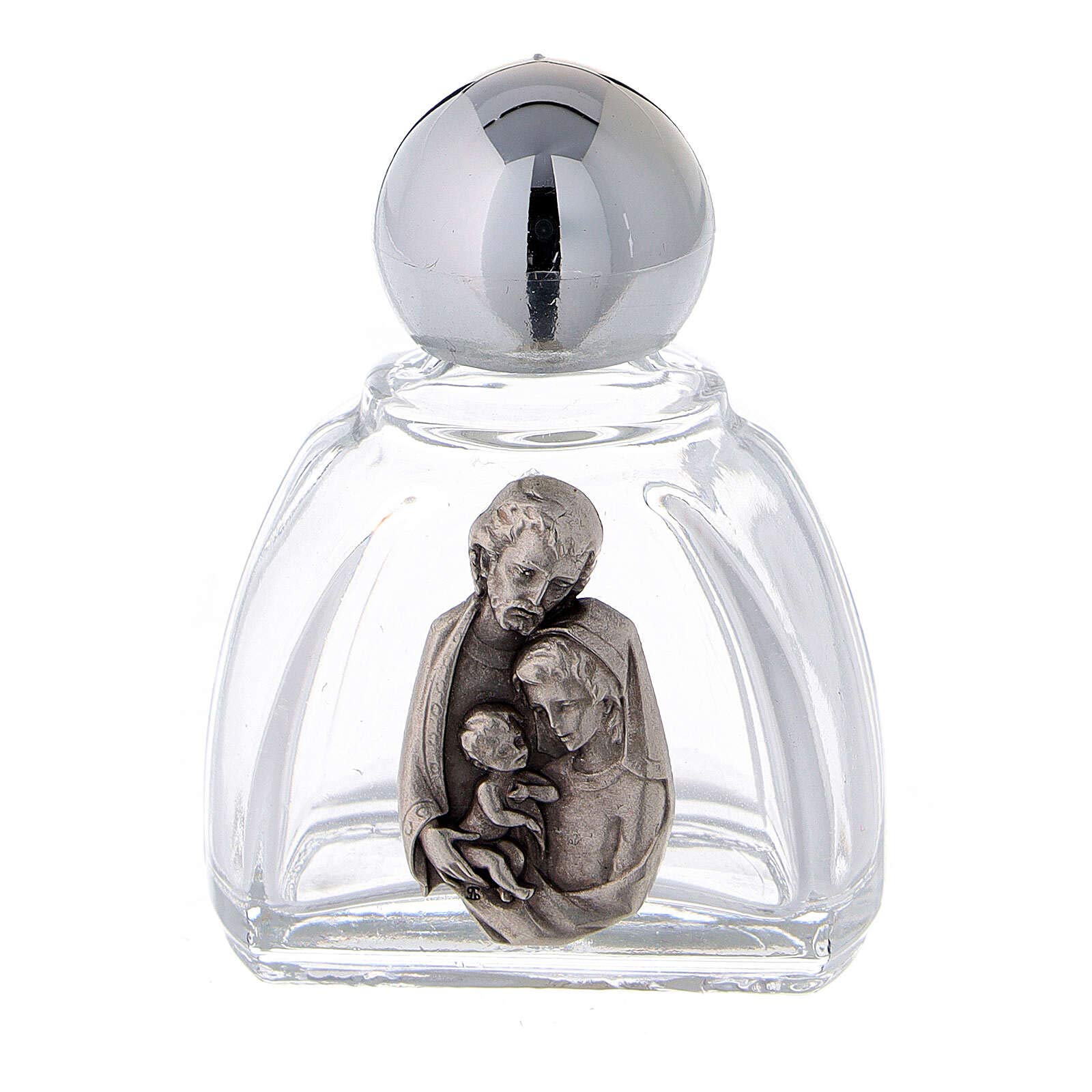 12ml Holy Water Glass Bottle with Silver Metallic Plastic Cap - Holy Family Design - 50-Piece Pack for Religious Ceremonies, Baptisms, Home Blessings & Spiritual Use