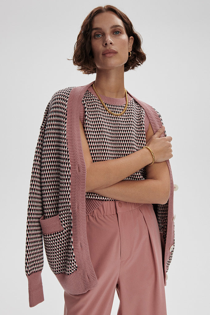 Varley Knowles Textured Knit Vest for Women - Woodrose Multi Color Fashionable Layering Piece for Fall & Winter Outfits | Office Wear, Casual Chic, Weekend Outings