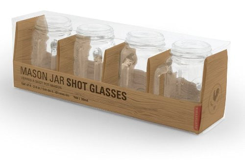 Kikkerland Mason Jar Shot Glasses - 4-Piece Set for Whiskey, Vodka & Cocktails - Perfect for Parties, Weddings & Home Bars