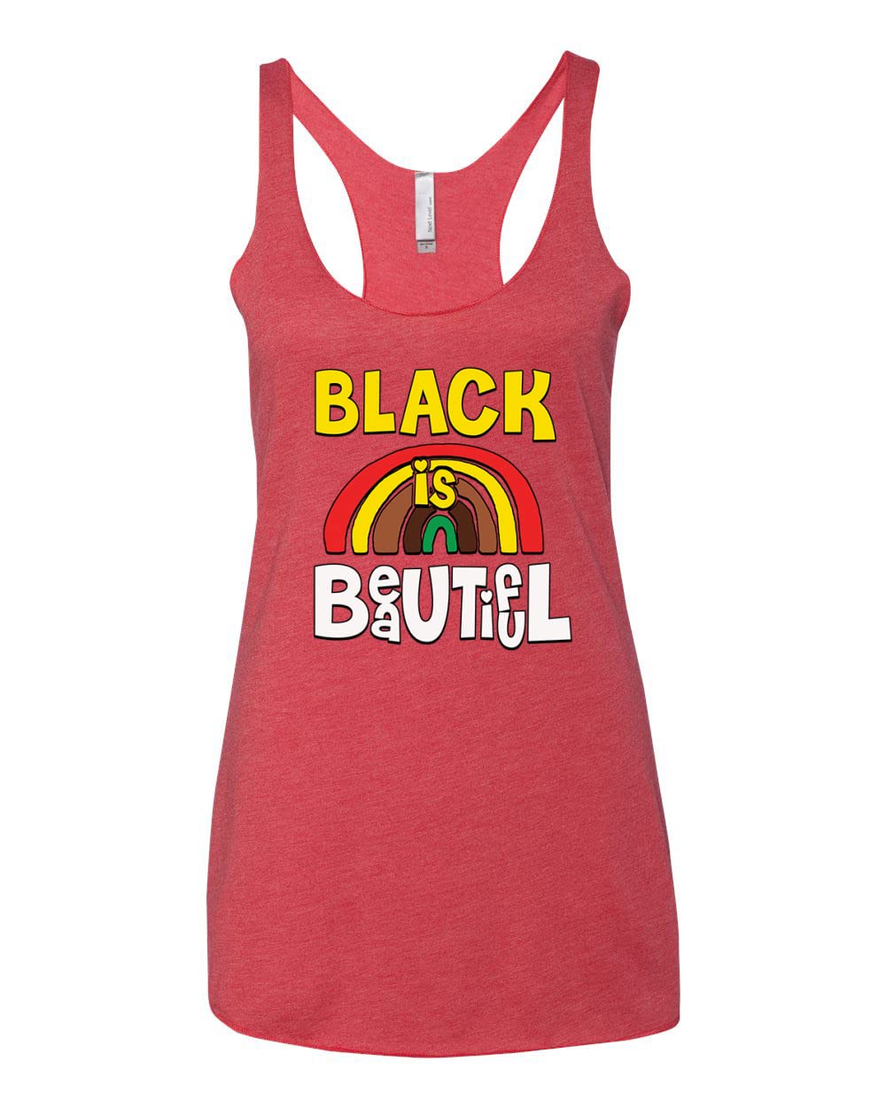 Black is Beautiful Black Pride Tri-Blend Racerback Tank Top for Women - Soft Comfortable Athletic Workout Shirt - Perfect for Gym, Yoga & Casual Wear