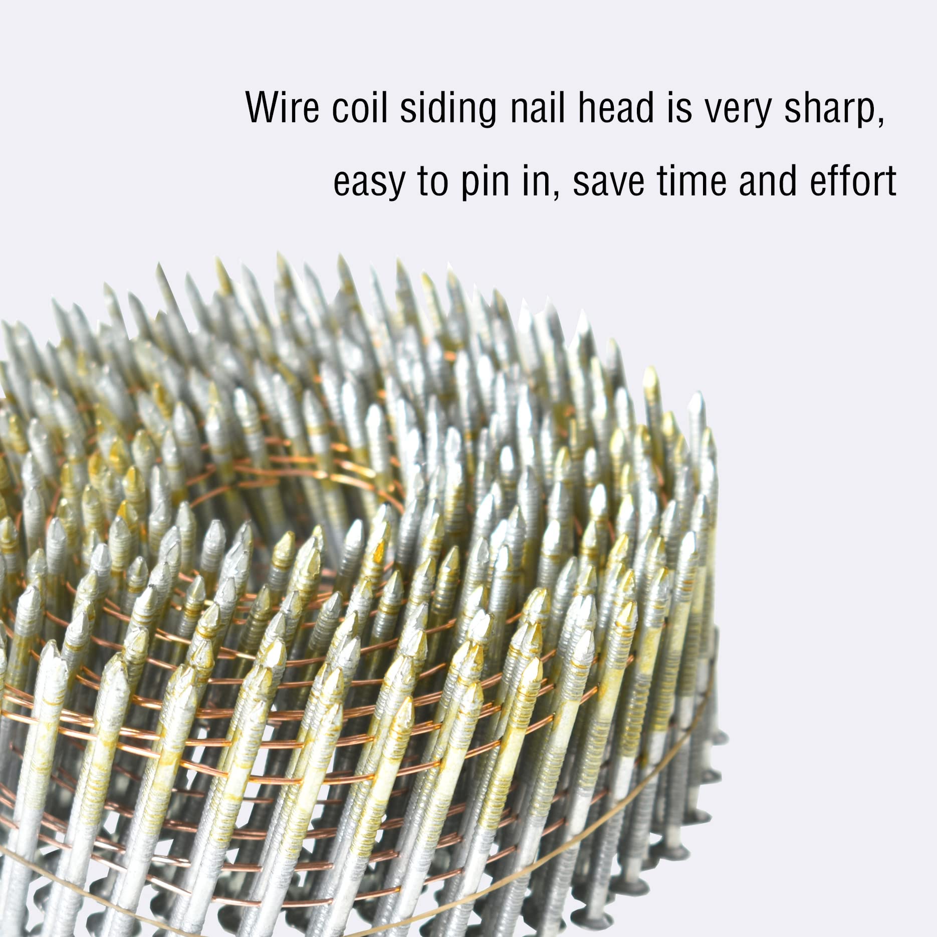 2 x 0.092 Inch Hot-Dipped Galvanized Ring Shank Coil Siding Nails - 15 Degree Full Round Head (3600 Count) for Lathing, Sheathing & Exterior Siding Installation | Weather-Resistant Construction Nails for Roofing, Fencing & Deck Building Projects