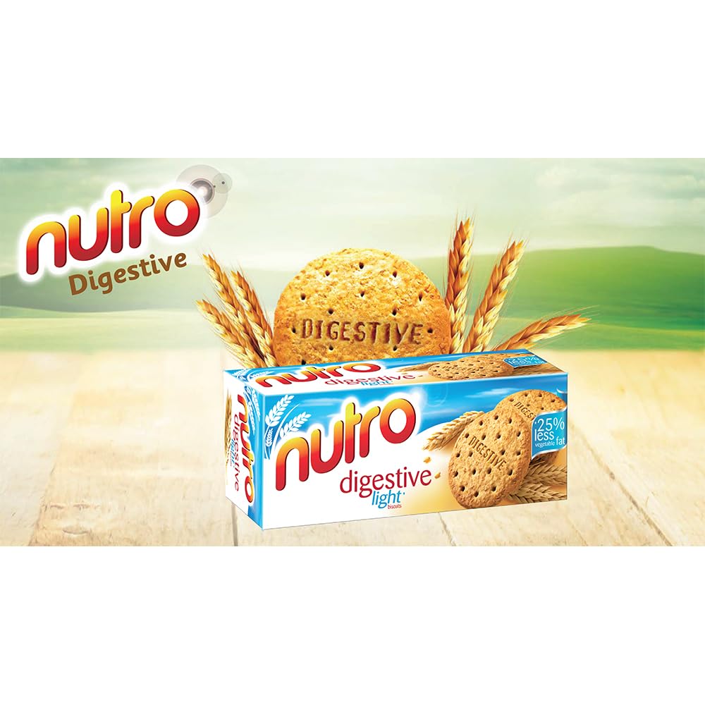 Nutro Digestive Biscuits 225g - Whole Wheat Cookies for Breakfast & Tea