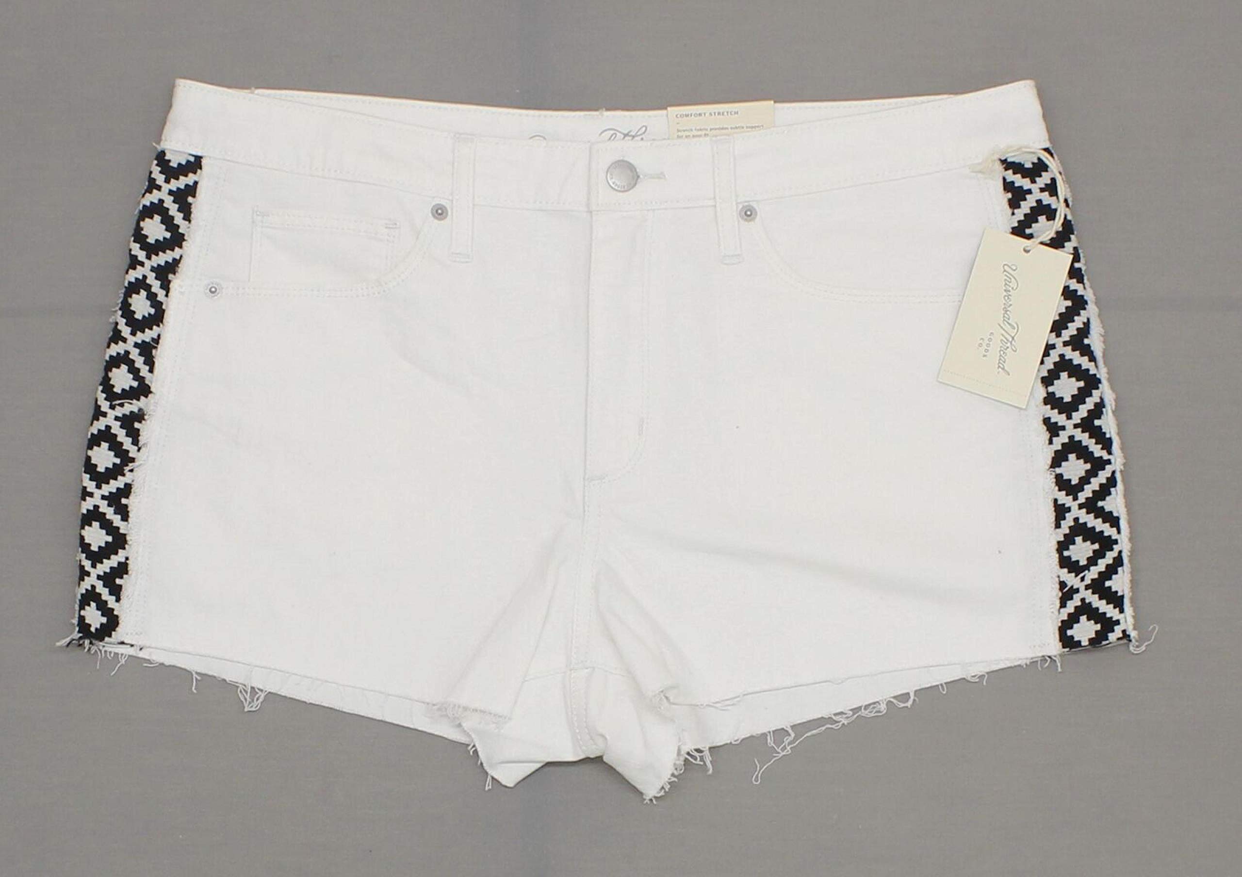 Universal Thread Women's High-Rise Shortie Jean Shorts with Side Panel - 2 Pack (White & Black) | Comfortable Denim Shorts for Summer, Casual Outfits & Beach Wear