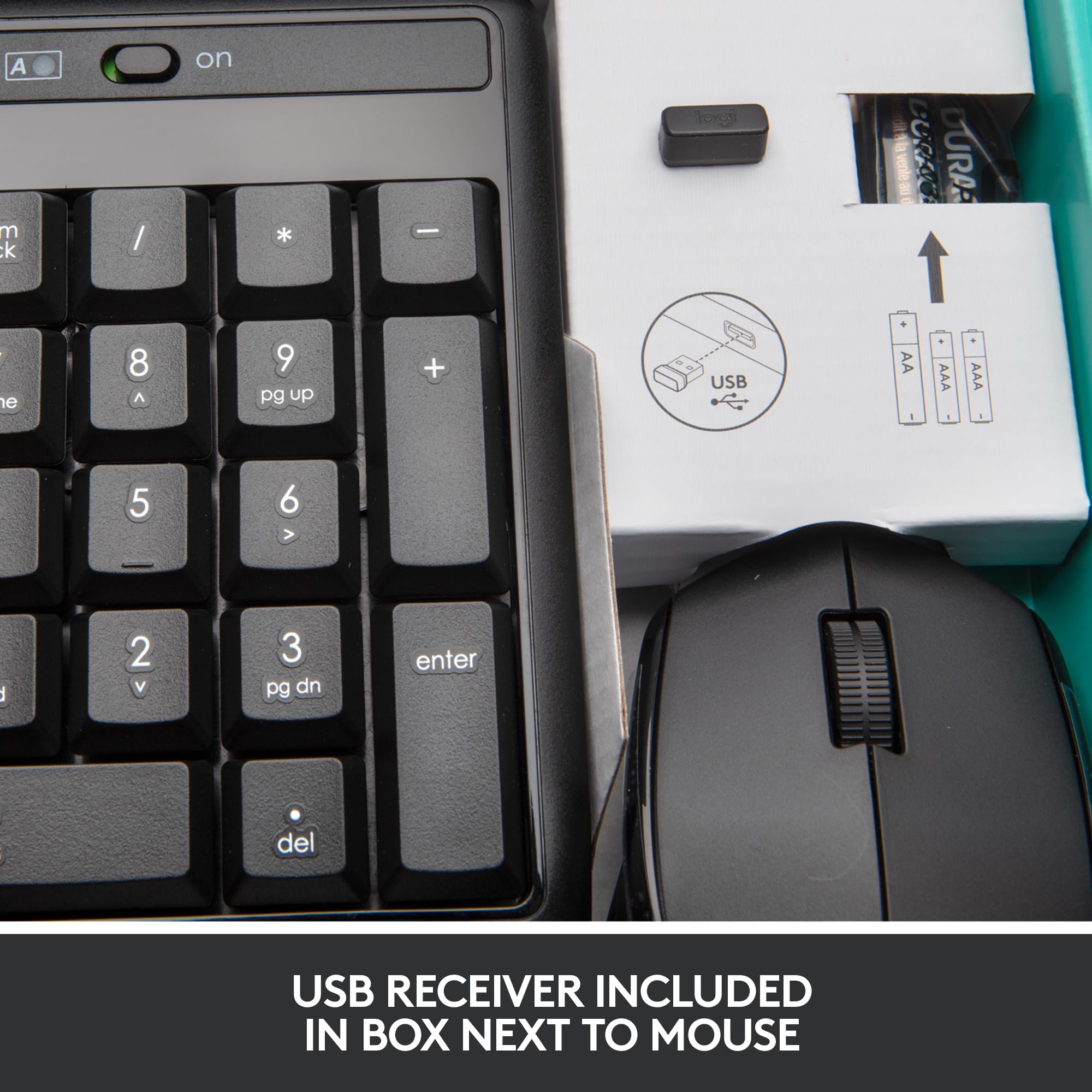 Logitech MK345 Wireless Keyboard and Mouse Combo - Black & Blue (Renewed) | Ergonomic Wireless Desktop Set for Home Office, Gaming & Productivity | 920-006481