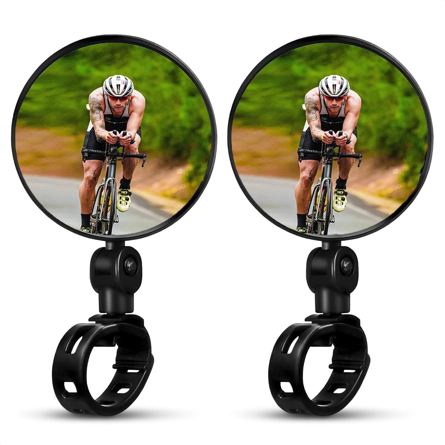 2 Pack 360° Adjustable Bike Mirrors - Safe Rotatable Handlebar Bicycle Mirror for Mountain & Road Bikes | Convex Safety Design | Perfect for Cycling Commuting & Outdoor Adventures