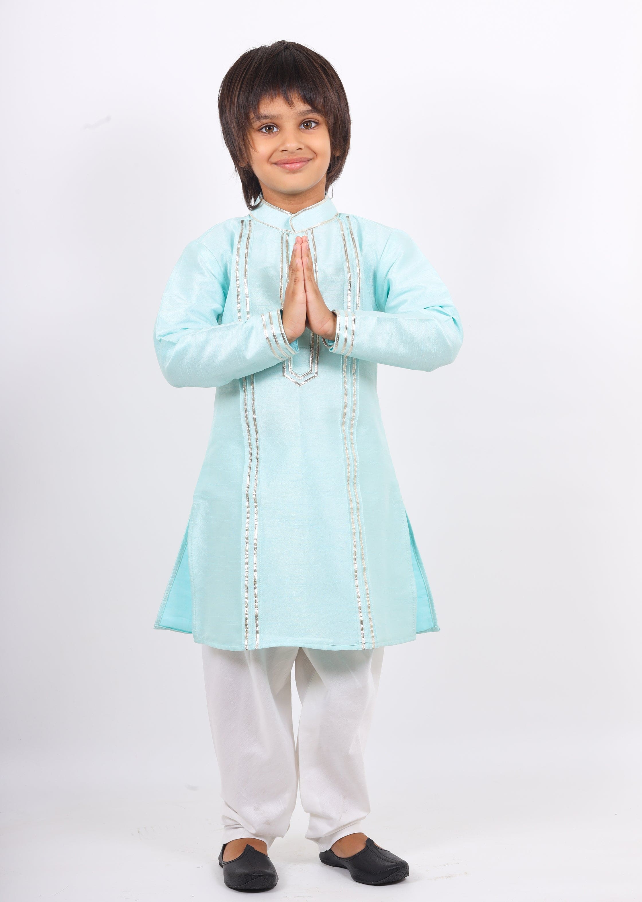 **Pre Order: Light Blue Lace Embroidered Kurta and Churidar Set – Elegant Indian Ethnic Wear for Festivals, Weddings & Parties**