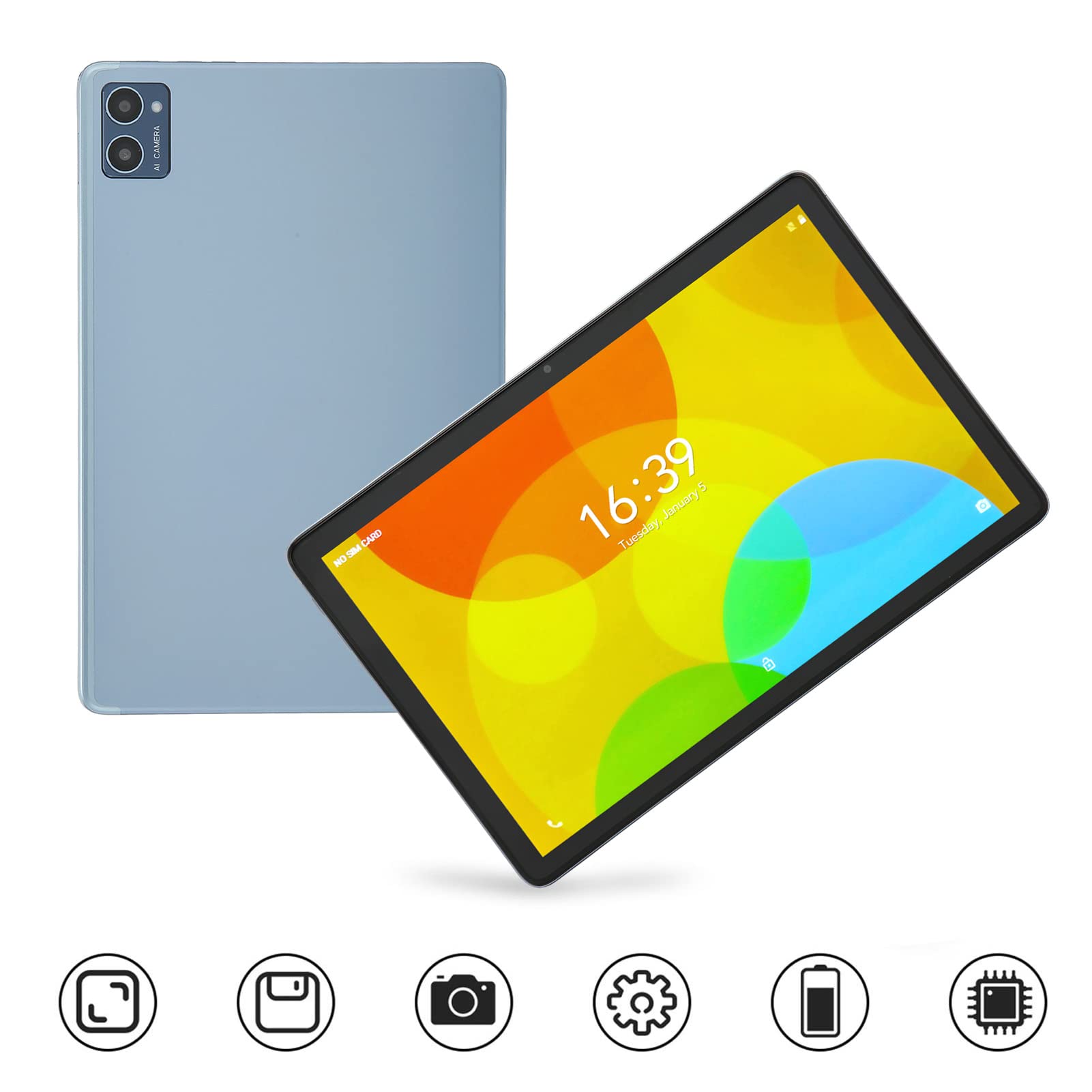 WINH 10.1 Inch Gaming Tablet with IPS Display, 8GB RAM 128GB Storage, Dual HD Cameras - Portable Light Blue Android Tablet for Travel, Entertainment & Work