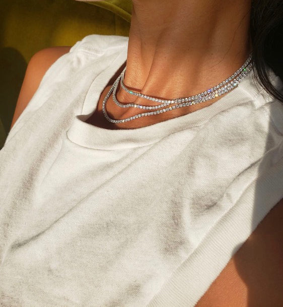 Tish Tennis Necklace - 14K Gold Plated Diamond-Cut Cubic Zirconia Choker | Perfect for Weddings, Parties & Special Occasions