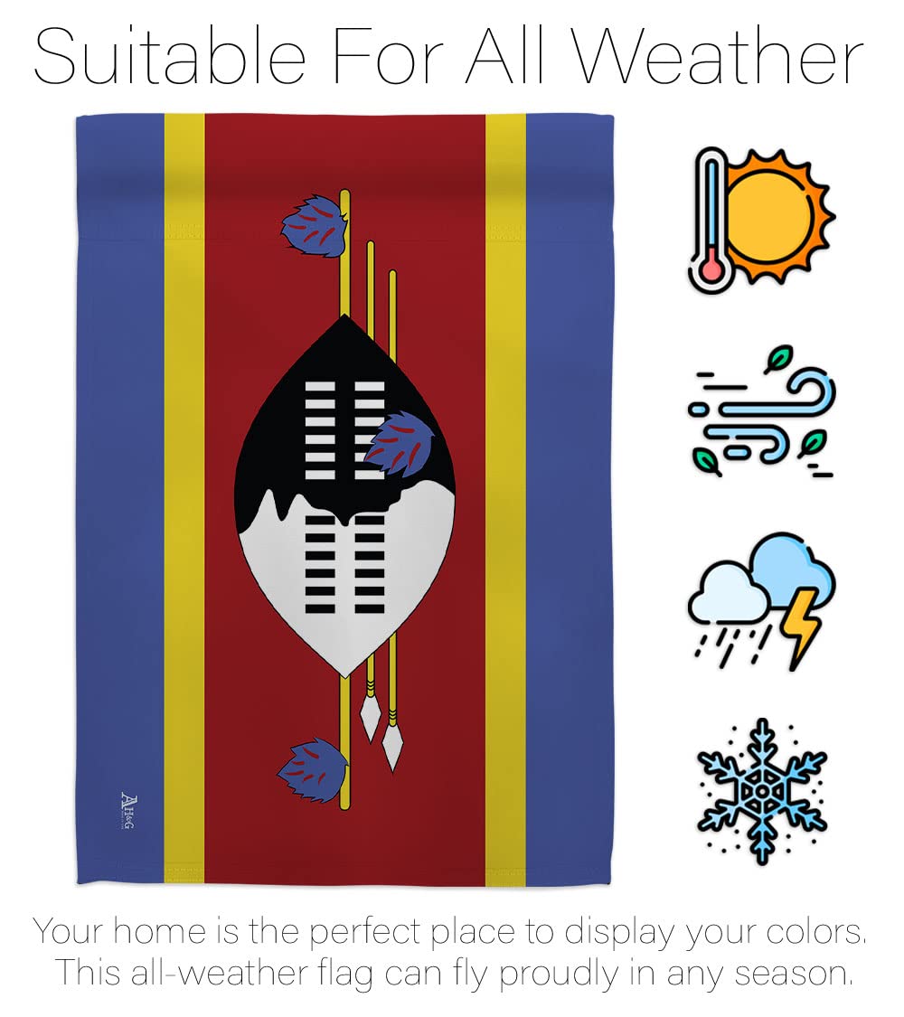 Americana Home & Garden Swaziland Double-Sided Garden Flag Set with Stand - Country & Regional House Decoration Banner for Yard, Patio & Outdoor Decor - Made in USA - Perfect for National Holidays, International Events & Home Landscaping
