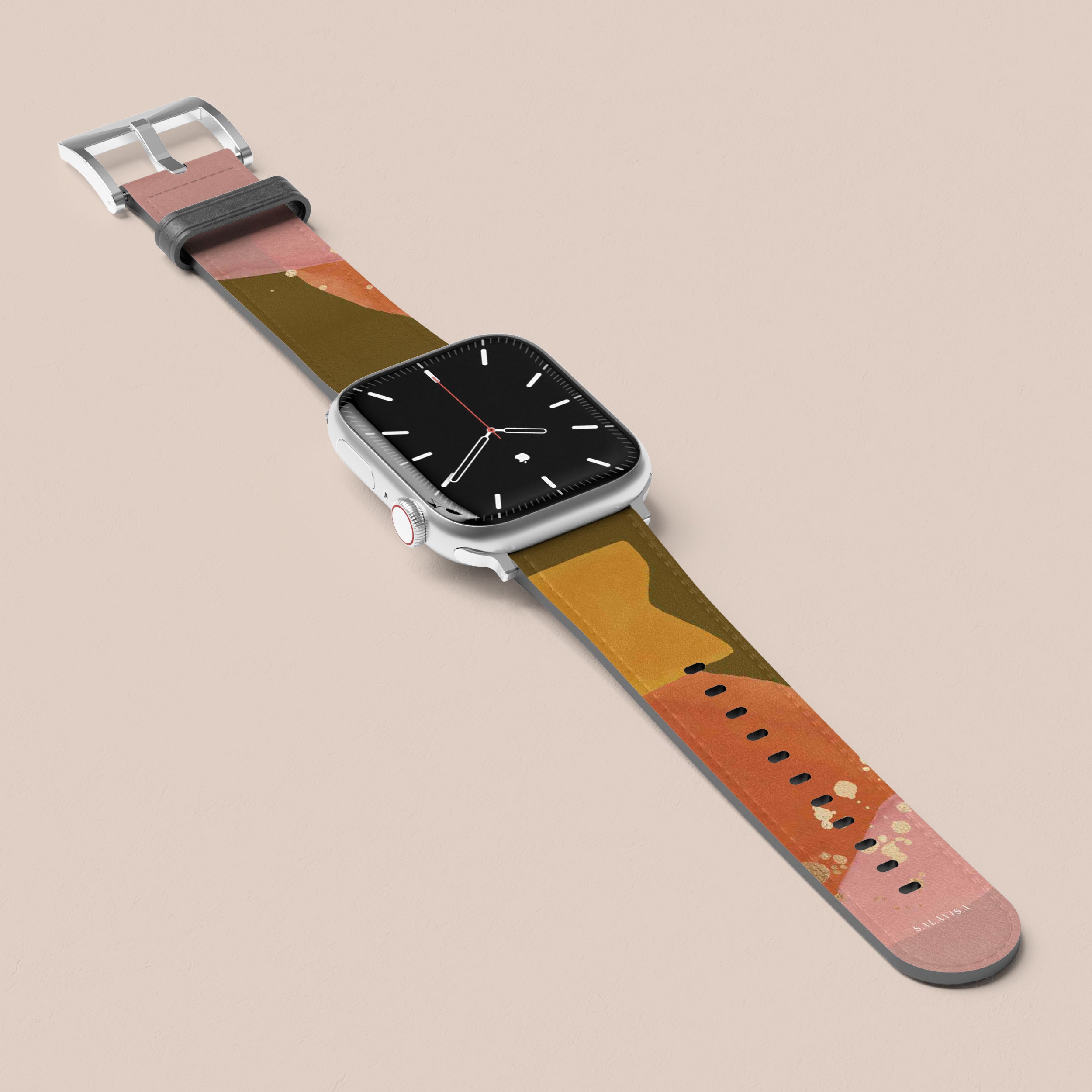 Olive Green Zen Watercolor Apple Watch Band - Soft Silicone Strap for Women & Men - Perfect for Yoga, Workouts & Everyday Wear