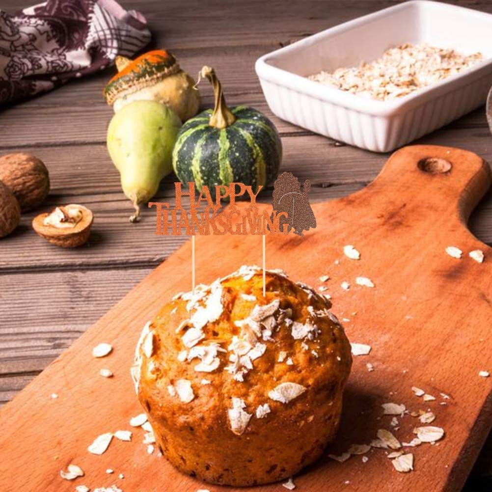 Happy Thanksgiving Cake Topper Set - 5Pcs Fall Themed Cake Decorations with Cake Picks for Thanksgiving Party Supplies | Perfect for Thanksgiving Desserts, Holiday Baking, and Autumn Themed Celebrations