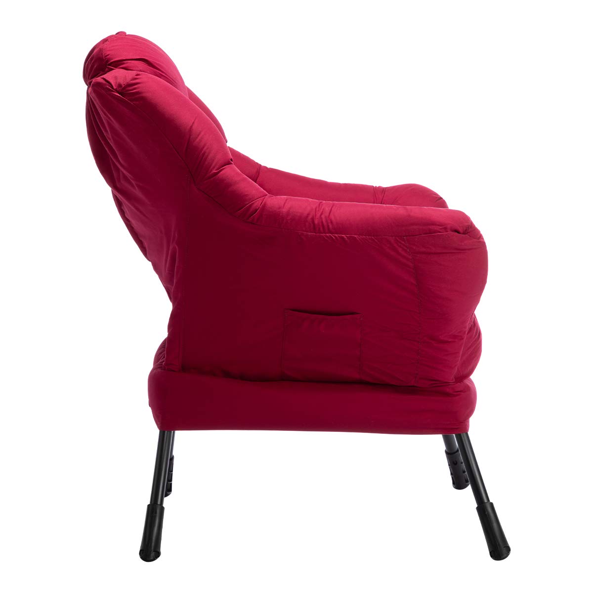 HollyHOME Modern Fabric Oversized Lazy Chair - Thick Padded Comfy Lounge Chair with Armrest, Steel Frame Accent Reading Chair for Living Room, Bedroom, Dorm (Burgundy) | Perfect for Relaxing, Reading & Napping