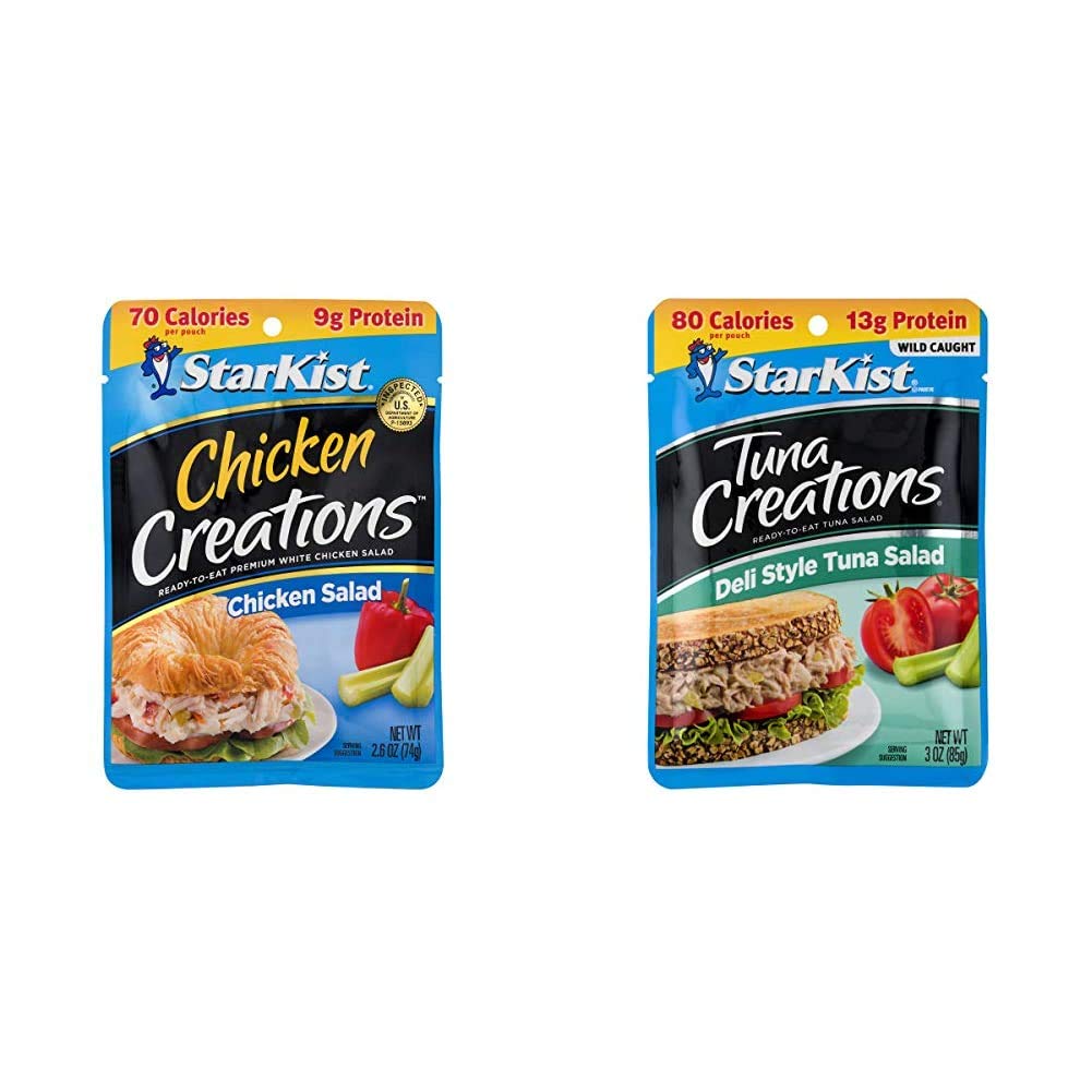 StarKist Chicken Creations Chicken Salad & Tuna Creations Deli Style Tuna Salad - 12 Pack Each | Ready-to-Eat Protein for Lunches, Camping & Emergency Food Supplies
