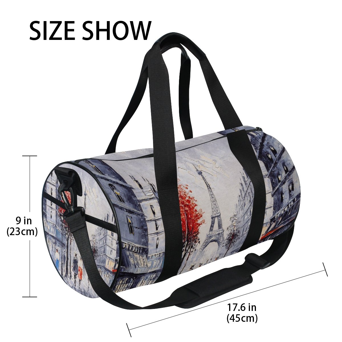 Paris Eiffel Tower Oil Painting Travel Duffel Bag - Waterproof Gym Sports Luggage for Men & Women - Perfect for Travel, Workout & Weekend Getaways
