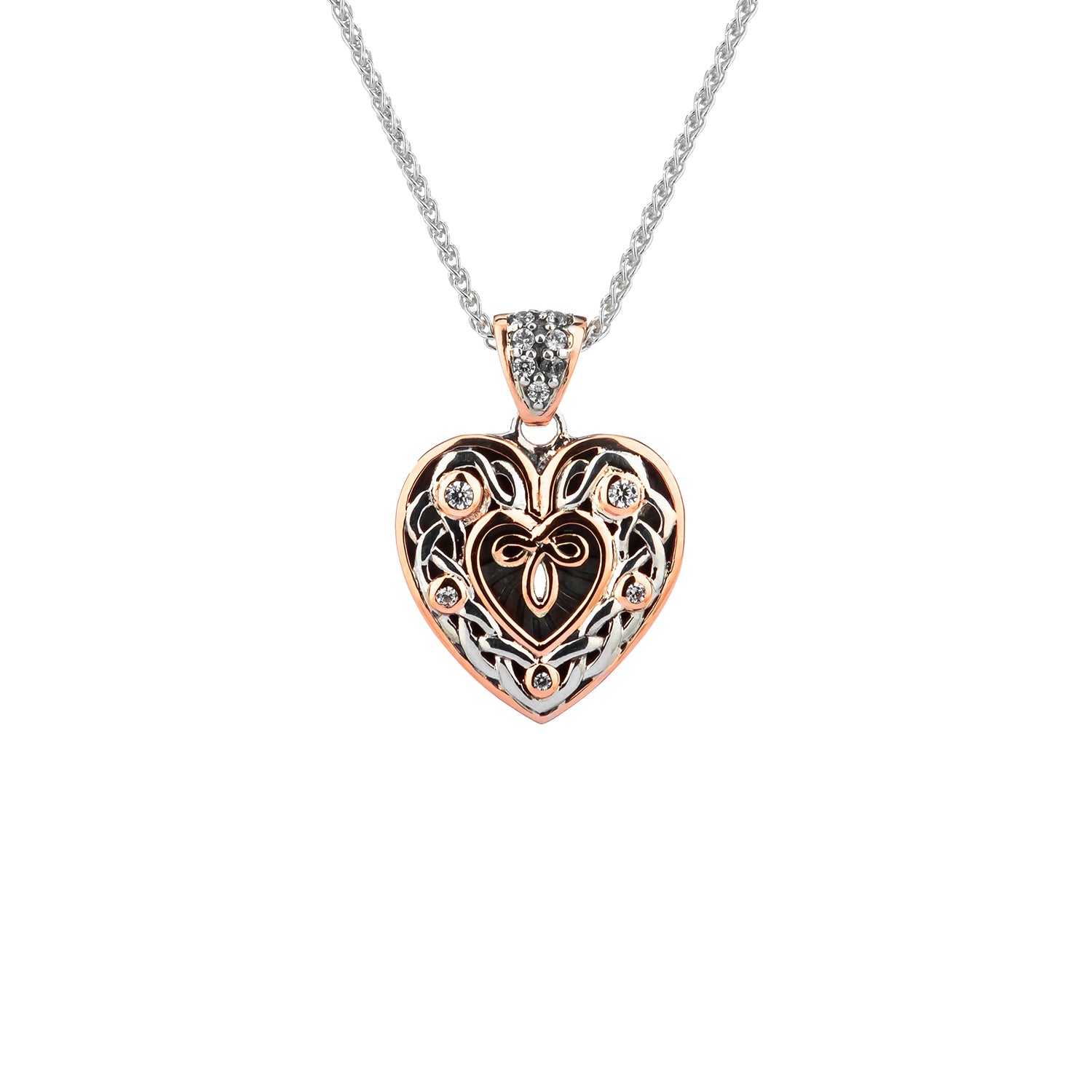 10K Yellow or Rose Gold Celtic Heart Pendant Necklace - Elegant Silver Jewelry for Women - Perfect for Valentine's Day, Anniversary & Romantic Gifts