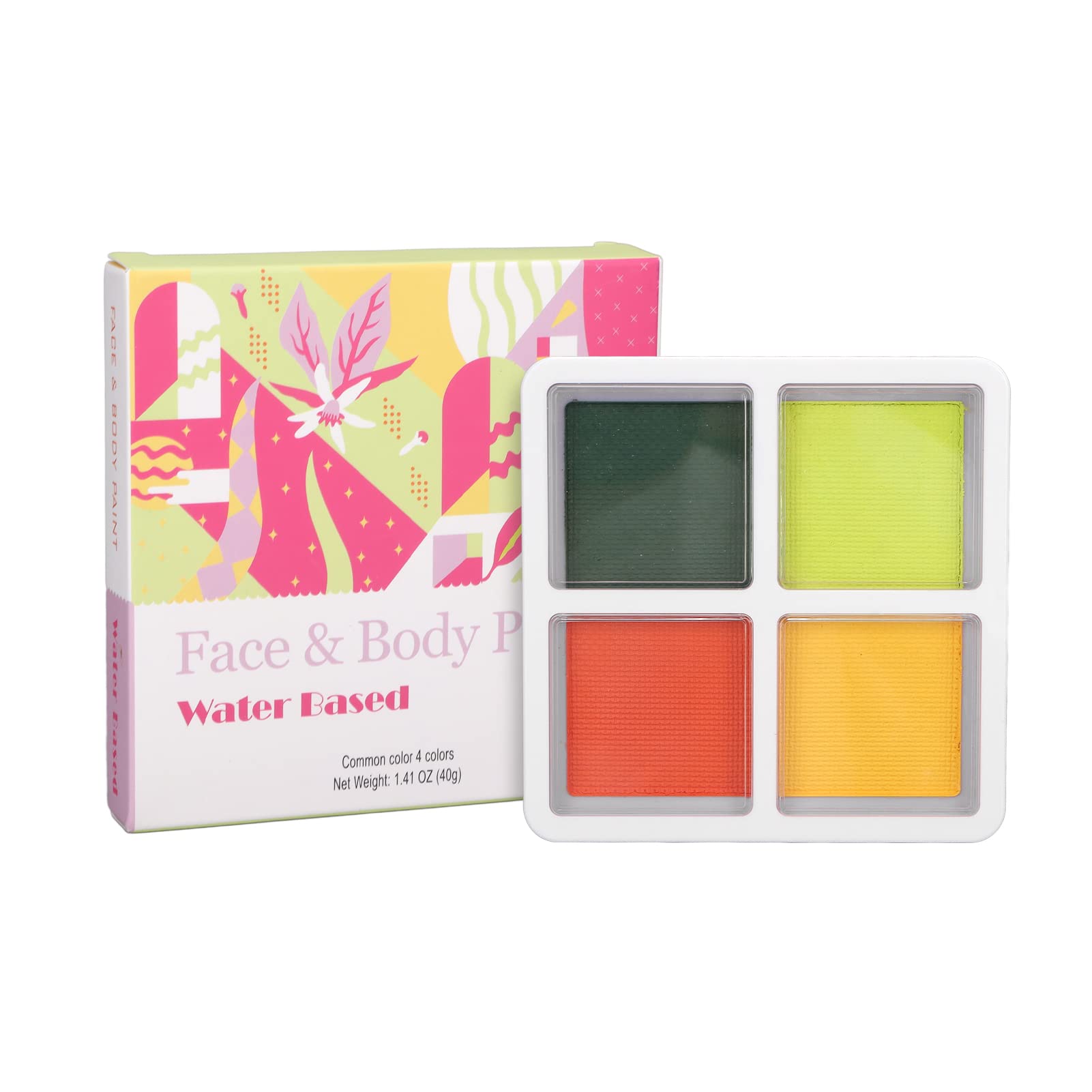 4 Colors Professional Face & Body Paint Palette - Non-Toxic, Washable, Vibrant Colors for Halloween, Cosplay, Face Painting & Art Crafts - Perfect for Kids & Adults