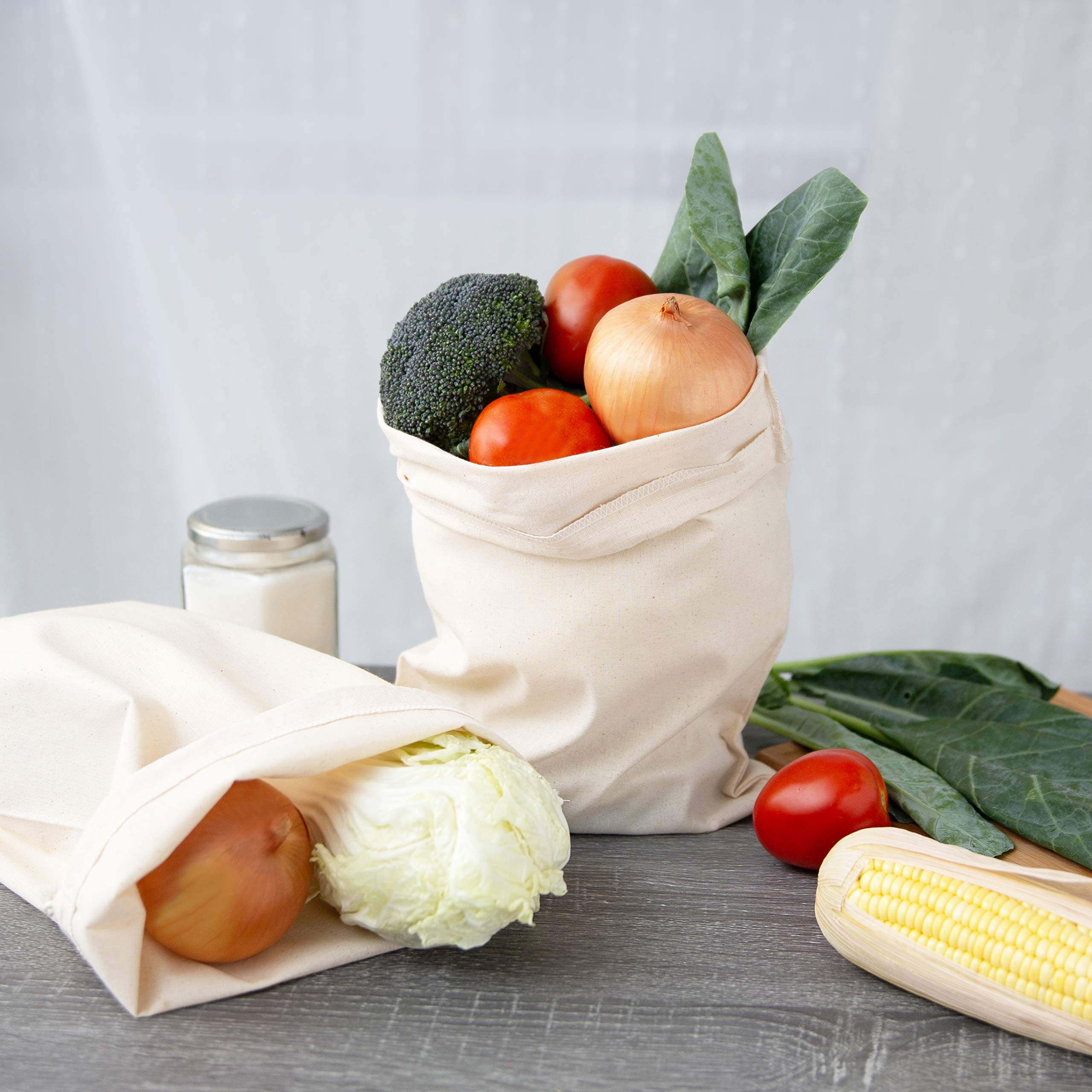 Premium 100% Cotton Muslin Drawstring Bags - 12