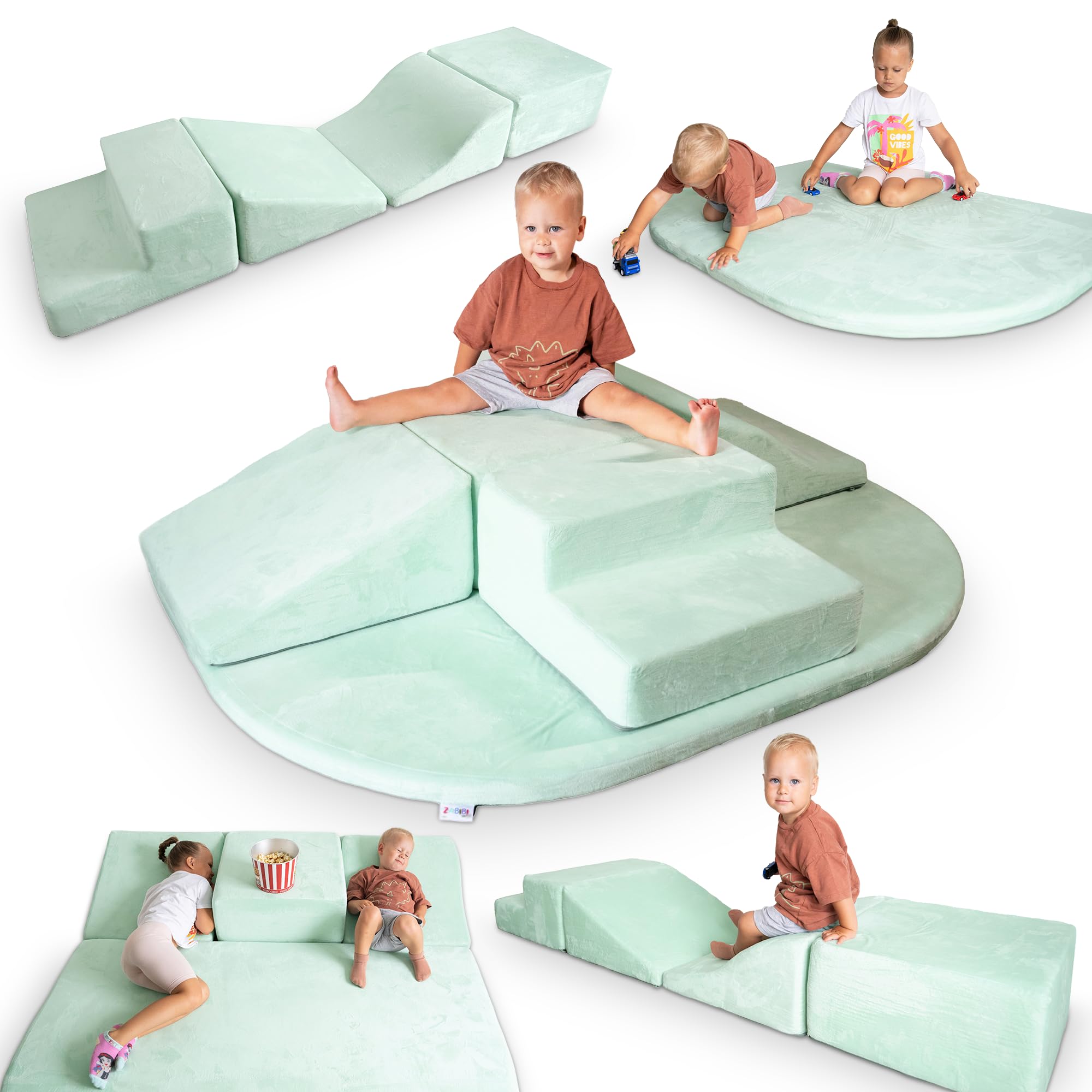 Foam Climbing Blocks for Toddlers - 5 Piece Soft Play Set for Crawling & Climbing - Non-Slip Baby Gym Toys with Washable Cover - Indoor Play Equipment for Toddler Development & Sensory Play