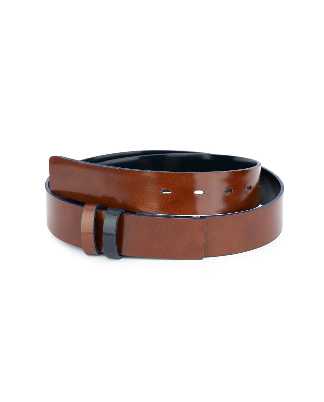 Montblanc Replacement Belt Strap 35mm - Genuine Patent Leather in Blue & Brown for Men | Perfect for Office, Formal Events & Business Attire