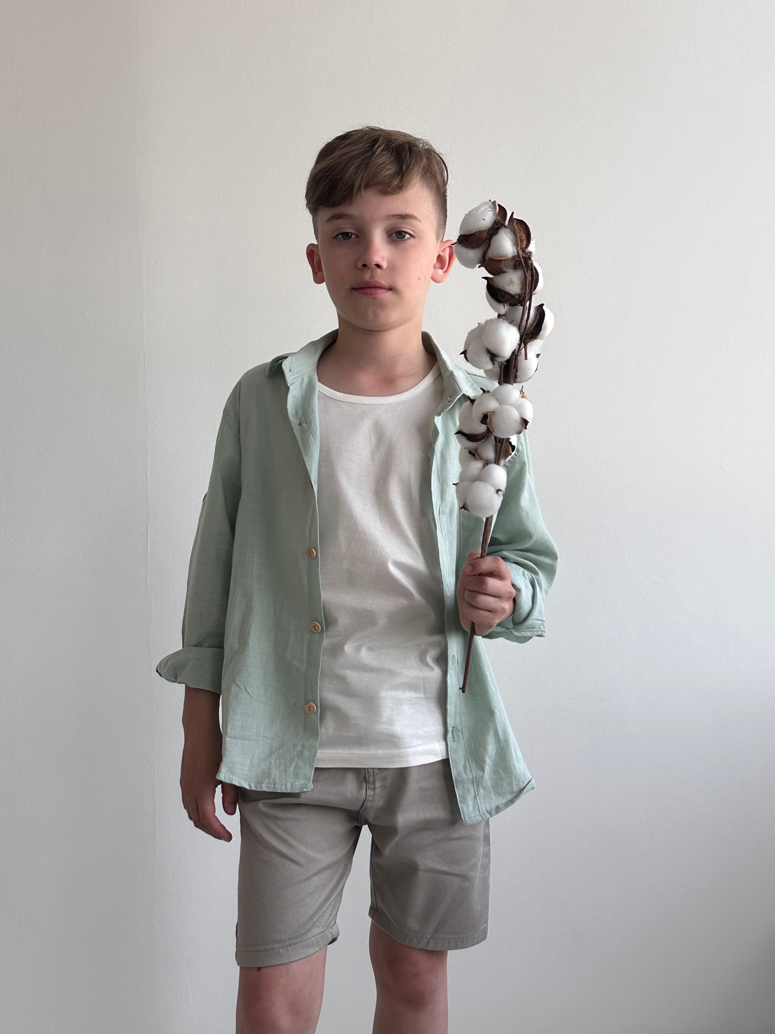 Breathable Long Sleeve Linen Shirt for Kids - Soft & Comfortable Summer Wear for Boys & Girls - Perfect for Outdoor Play, School & Family Outings