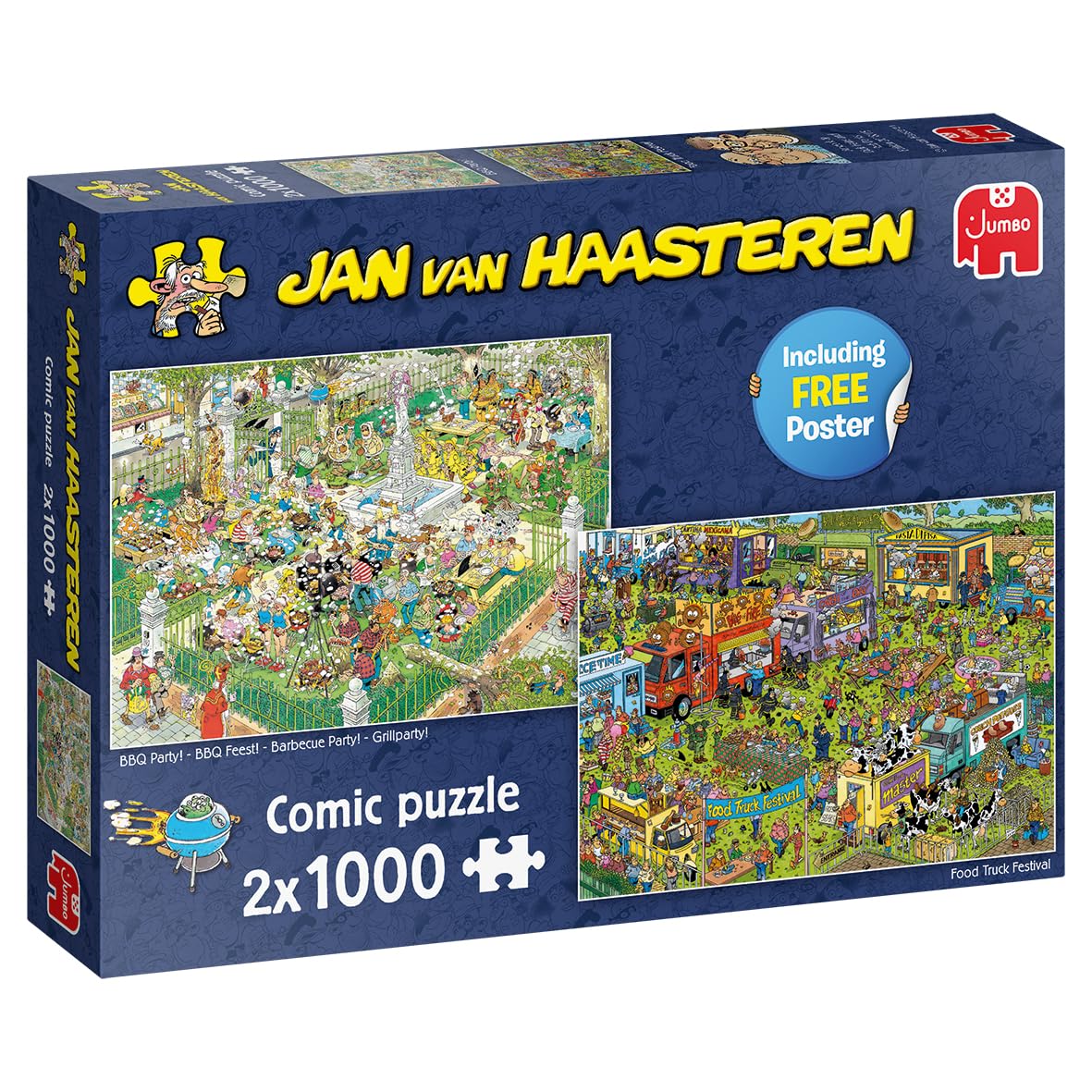 Jumbo Jan Van Haasteren Food Festival 1000 Piece Jigsaw Puzzle for Adults - 2 Pack, Fun Family Game Night & Stress Relief Activity for Puzzle Enthusiasts