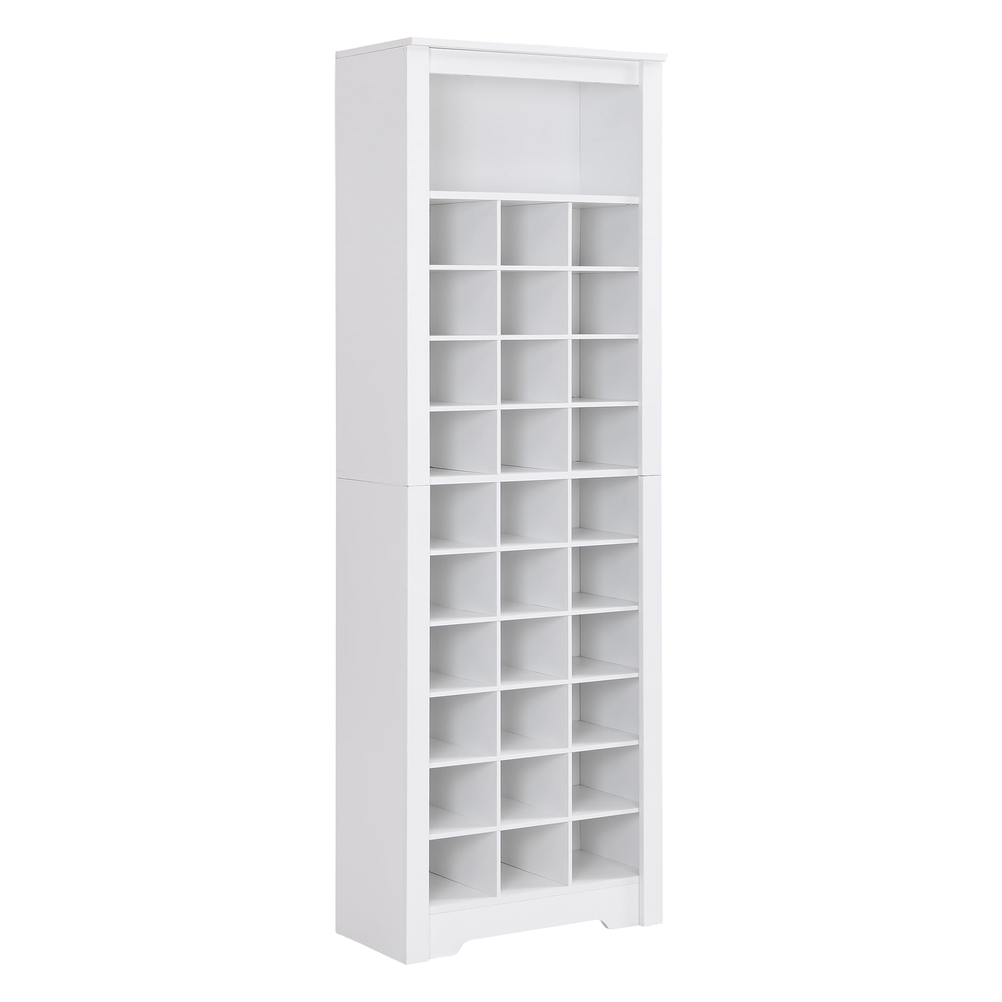 11-Tier Shoe Storage Cabinet - Freestanding Shoe Rack Organizer with 30 Cubby Spaces for Entryway, Hallway & Bedroom - White Shoe Organizer Cabinet for Sneakers, Boots & Sandals - Perfect for Small Spaces & Closet Organization
