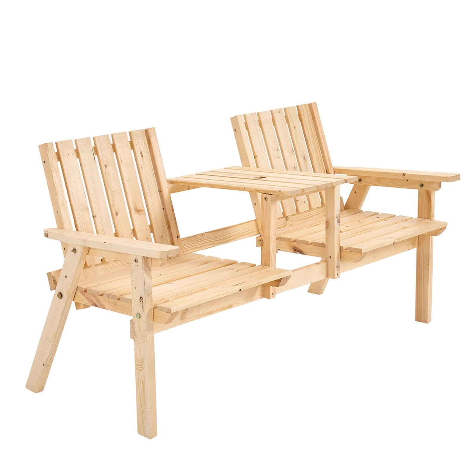 Outdoor Patio Tete a Tete Loveseat Garden Bench with Umbrella Hole - Perfect for Backyard, Porch, Poolside and Garden Relaxation