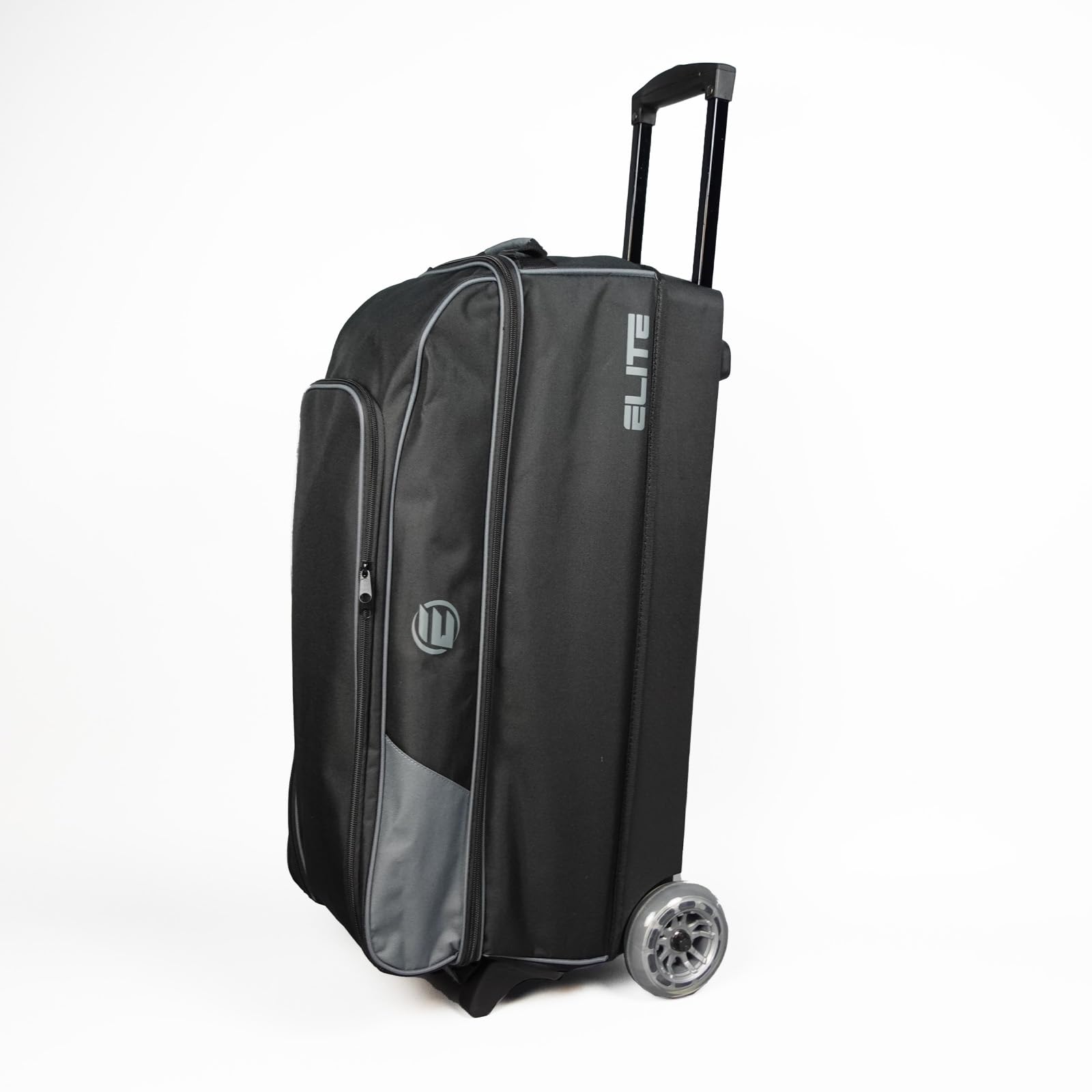 ELITE Basic Triple Roller Black Bowling Bag - 3 Ball Capacity, Fits 2 Pairs of Size 15 Shoes, Lightweight & Durable for Air Travel | Perfect for Bowling Tournaments, League Play & Practice Sessions