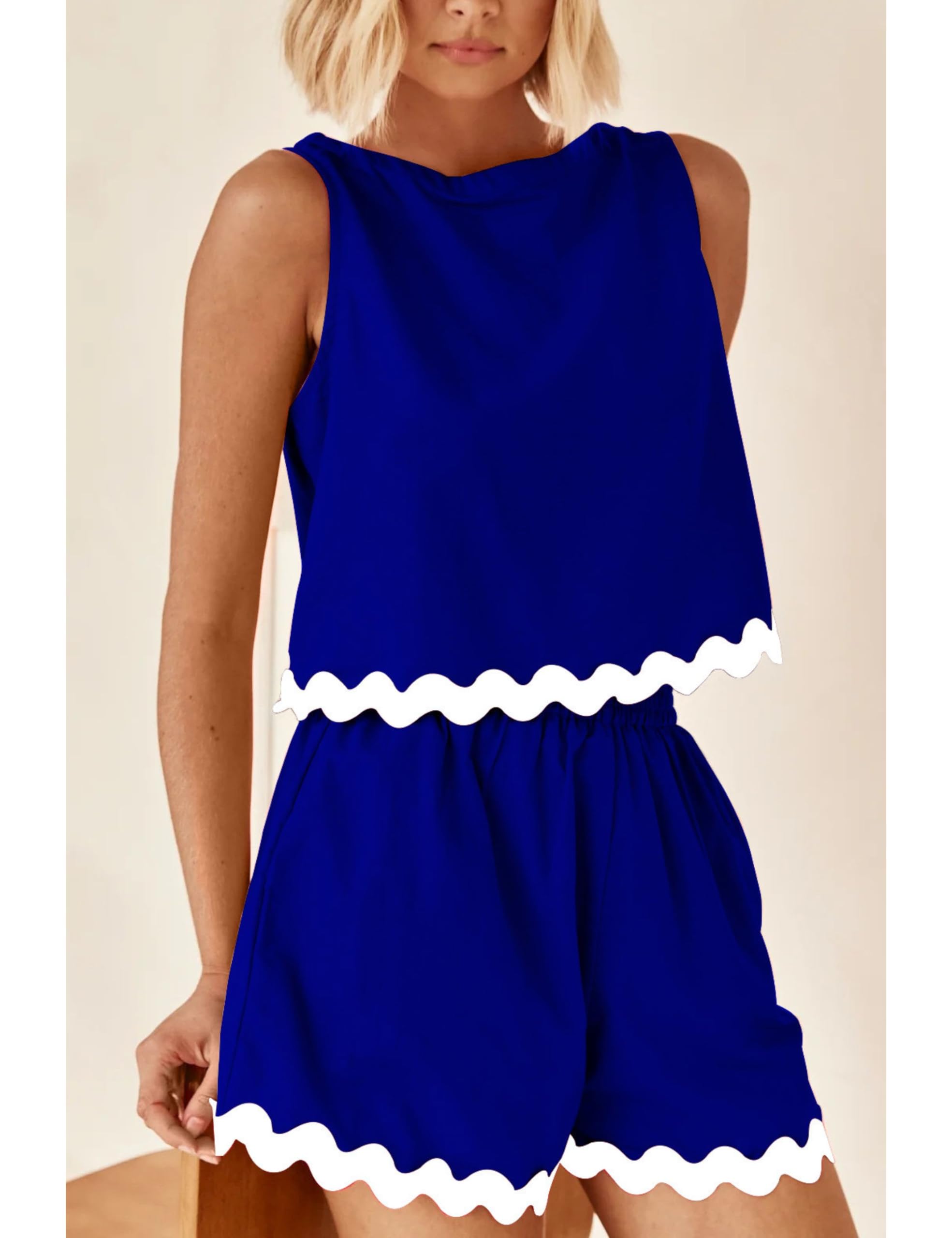 Women's 2 Piece Summer Outfit - Cropped Top & Wide Leg Shorts Lounge Set for Beach, Vacation & Casual Wear | Trendy Matching Sets for Women