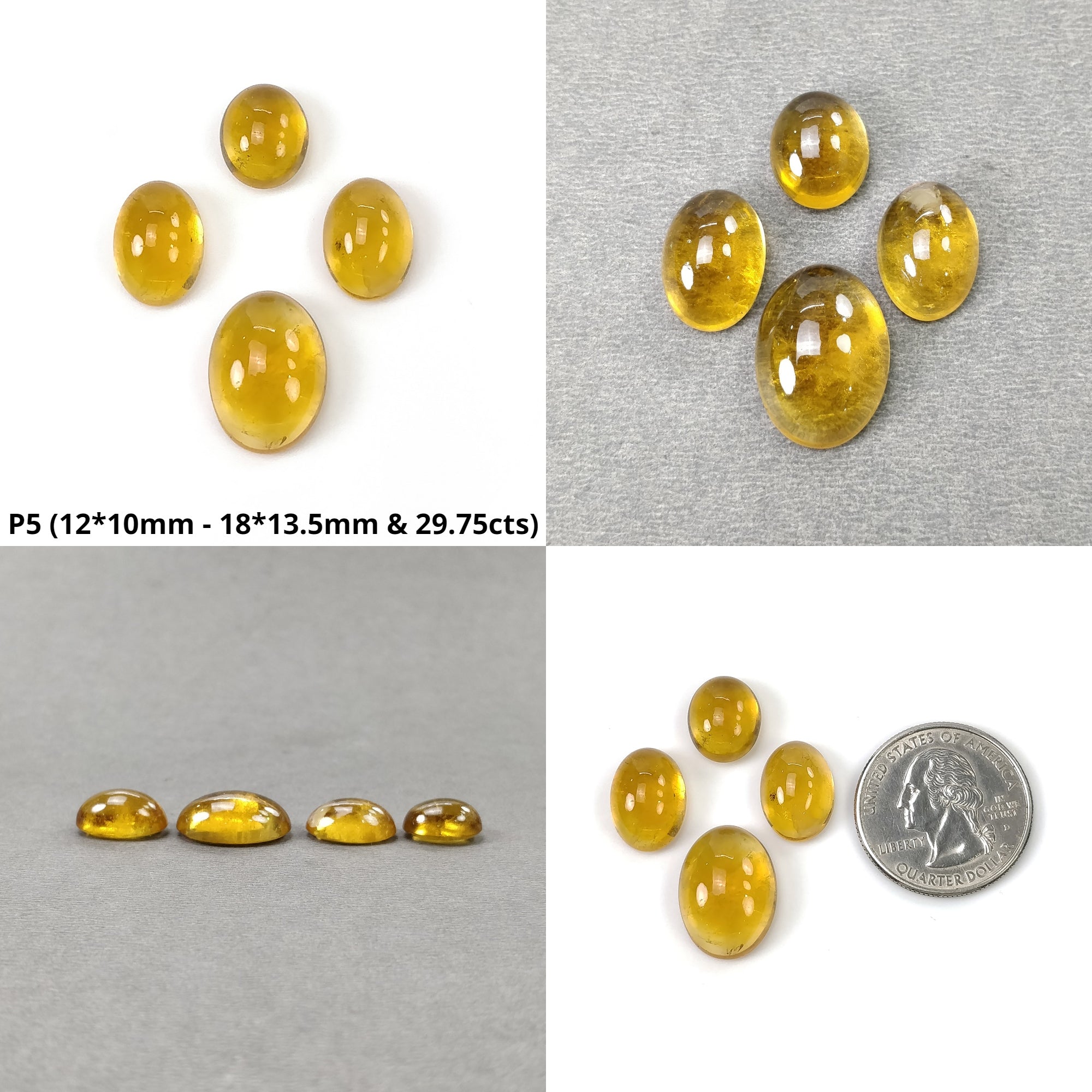 Natural Untreated Yellow Citrine Gemstone Cabochon - Oval & Round Shapes (1pc, 3pc, 4pc Options) for Jewelry Making, Wire Wrapping & Crystal Healing