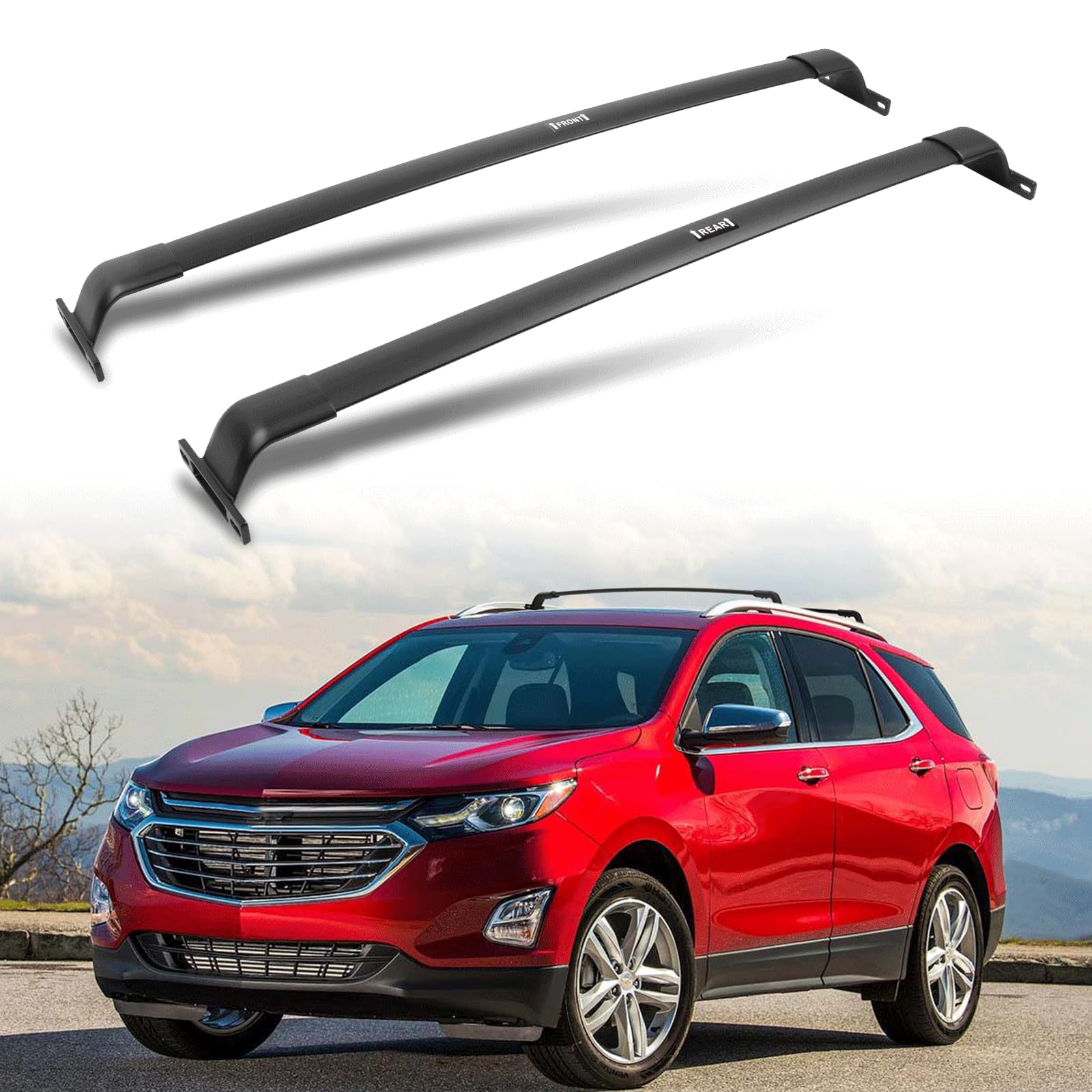 Heavy Duty 220 LBS Roof Rack Cross Bars for Chevrolet Equinox & GMC Terrain (2018-2024) - Black Aluminum Luggage Carrier Bars for SUVs - Perfect for Camping, Road Trips & Outdoor Adventures