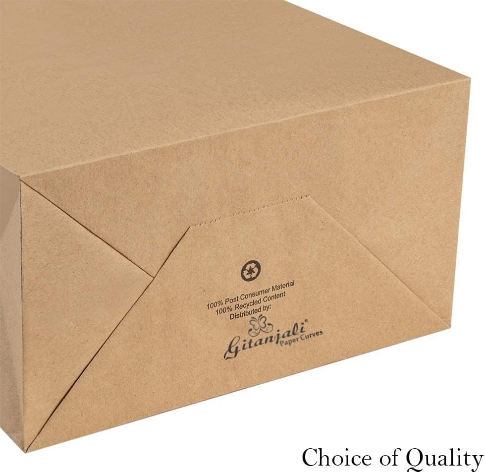 Eco-Friendly Kraft Paper Bags 12x5x16 Inches (25 Pack) - Brown Disposable Shopping Bags for Retail, Grocery, Takeout & Gift Packaging | Sustainable Carry Bags for Stores, Parties & Eco-Conscious Businesses