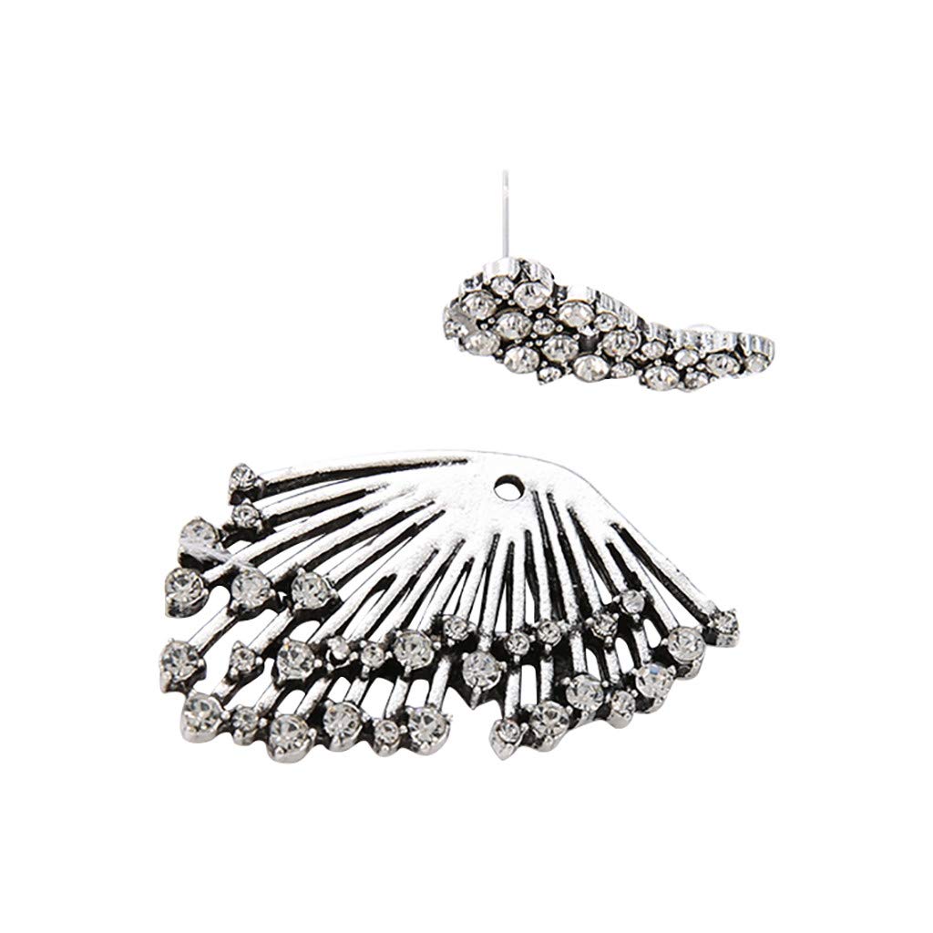 Shiny Crystal Rhinestone Wing Earrings for Women - Asymmetric Butterfly Ear Clips, Fashion Jewelry Gifts - Perfect for Parties, Weddings & Everyday Wear