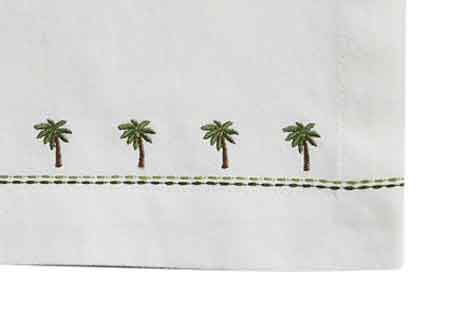 Embroidered Palm Tree Dinner Napkins - Set of 4 Premium Cotton Napkins for Beach Party, Tropical Wedding & Summer Dining Decor