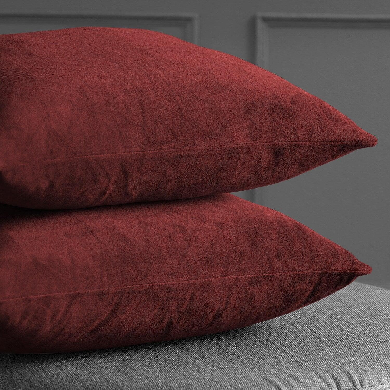 Luxury Burgundy Velvet Cushion Covers Set of 2 - Soft Decorative Pillow Covers for Sofa, Bed, Living Room & Home Decor