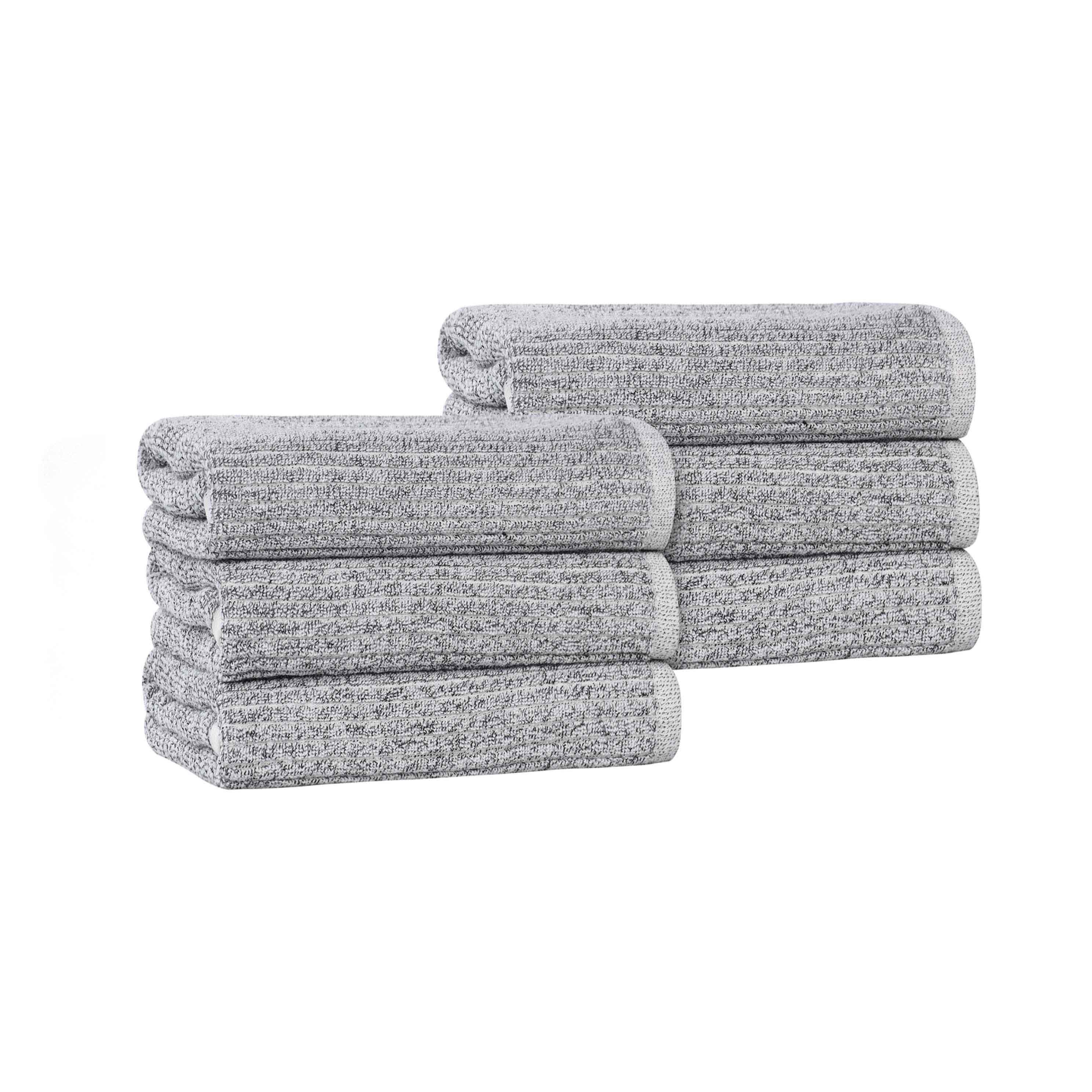 Premium 6-Pack Destin Cotton Blend Solid Ribbed Hand Towels - Soft, Absorbent & Quick-Drying for Bathroom, Kitchen & Guest Use