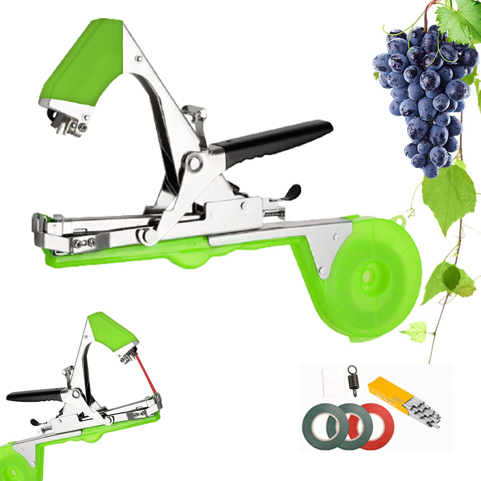 **Plant Tying Tape Machine with 1 Box Nails & 3 Rolls Tape – Garden Tool for Strapping Vegetables, Cucumbers, Tomatoes – Perfect for Home Gardening and Greenhouses**