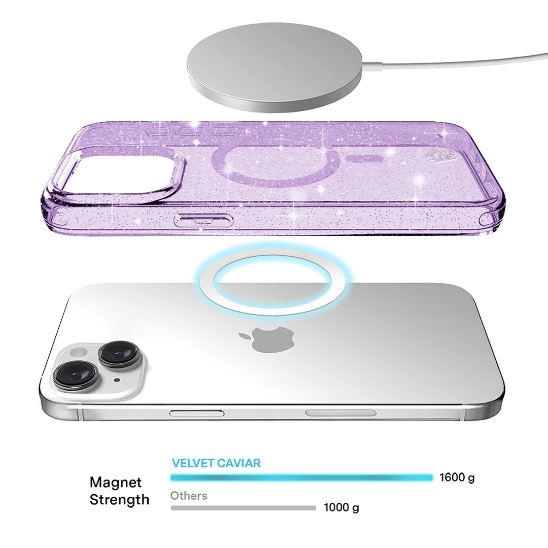 Lilac Stardust Glitter iPhone Case - Protective & Stylish Phone Cover for iPhone 13/14/15 - Perfect for Parties, Festivals & Everyday Use